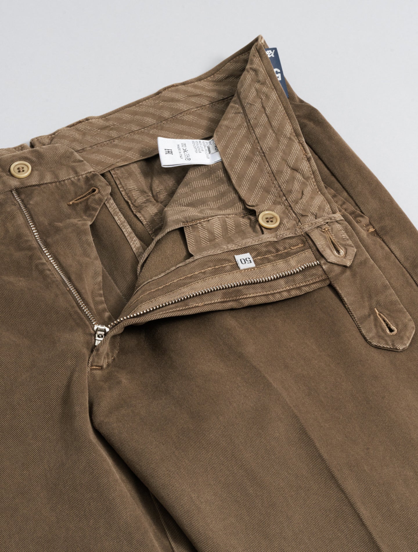 190 Cotton Cashmere Twill Trousers Taupe Rota Trousers 48