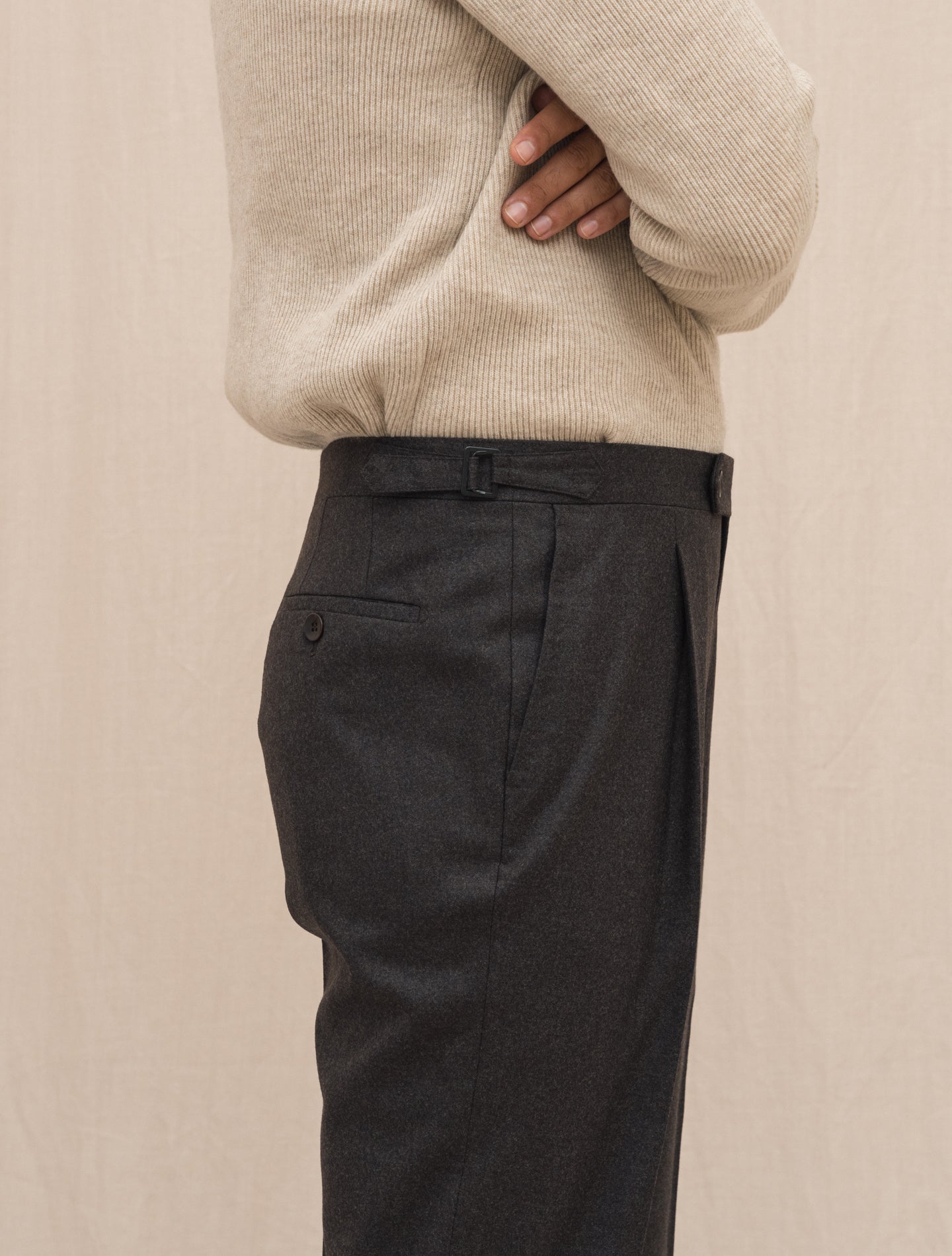 191 Wool Cashmere Trousers - Gabucci 30 Brown Rota Trousers 48