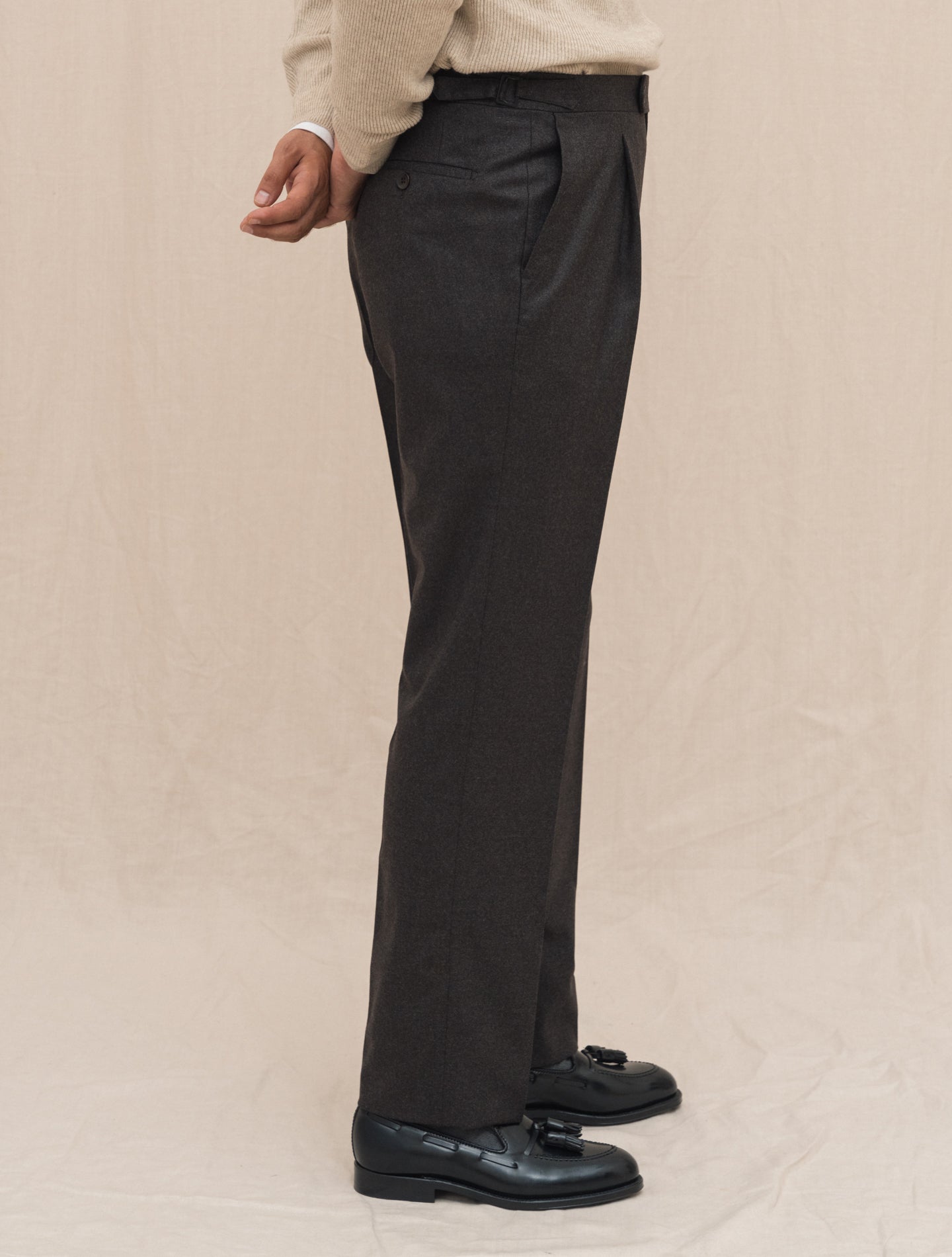 191 Wool Cashmere Trousers - Gabucci 30 Brown Rota Trousers 48