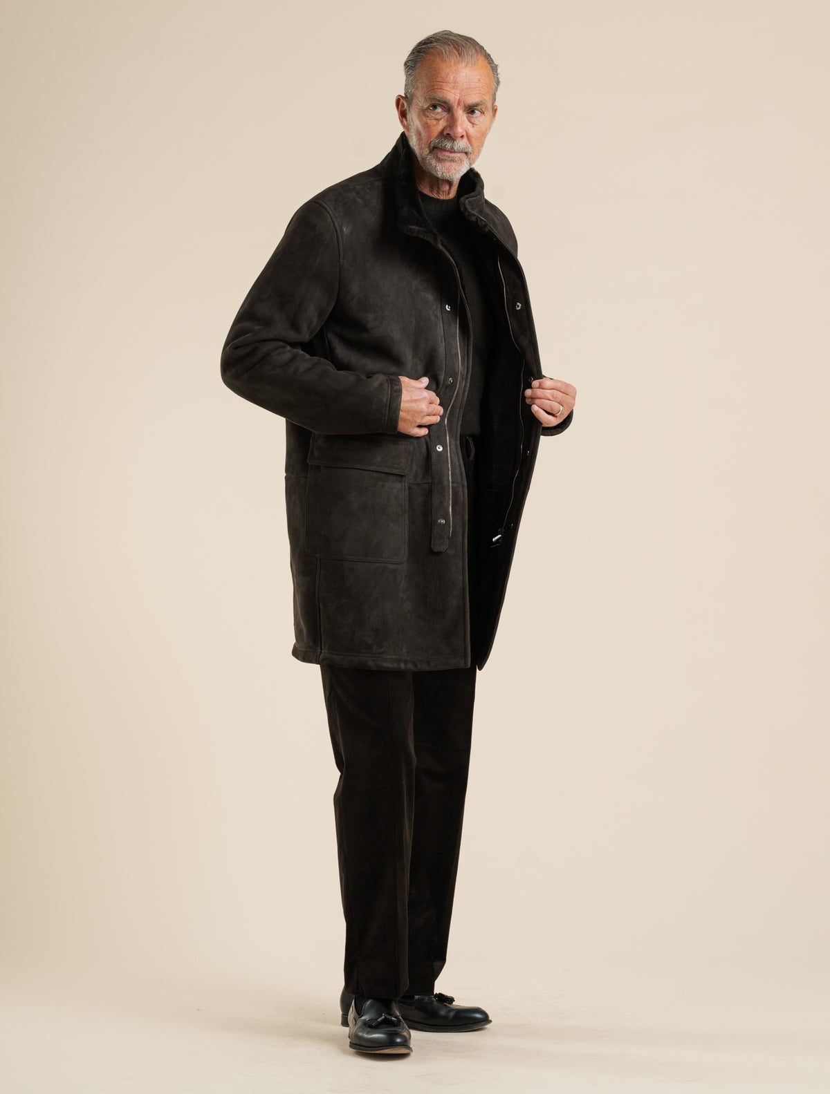 Suede Sherling Jacket Dark Brown