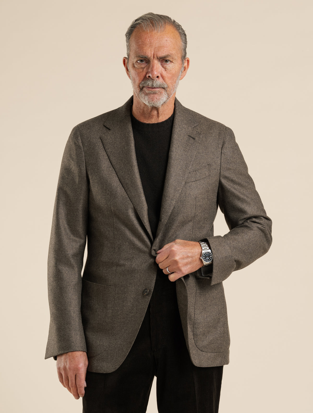 Single Brested Loro Piana Favola Wool Cashmere Jacket Brown