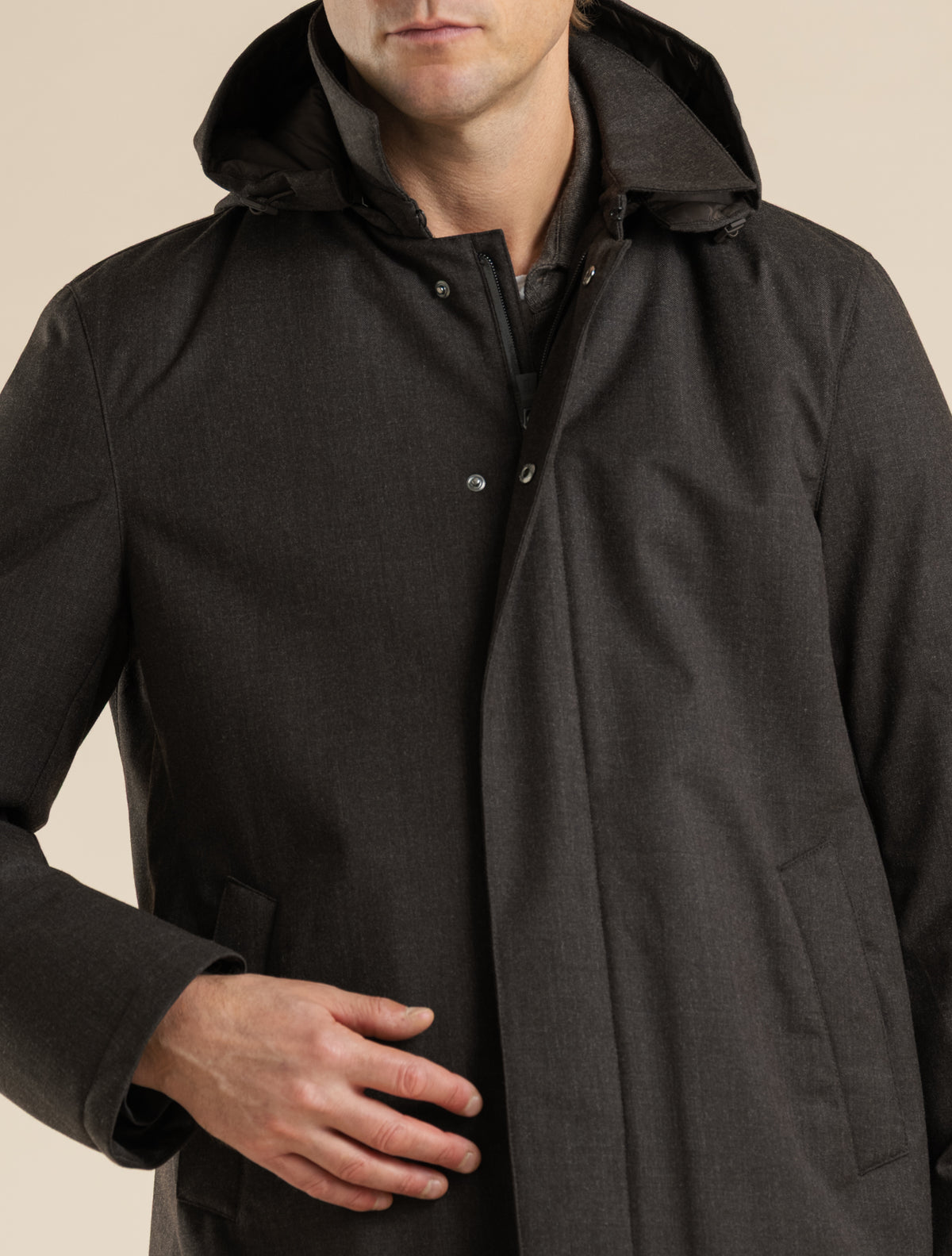 Waterproof Flannel Padded Carcoat Brown