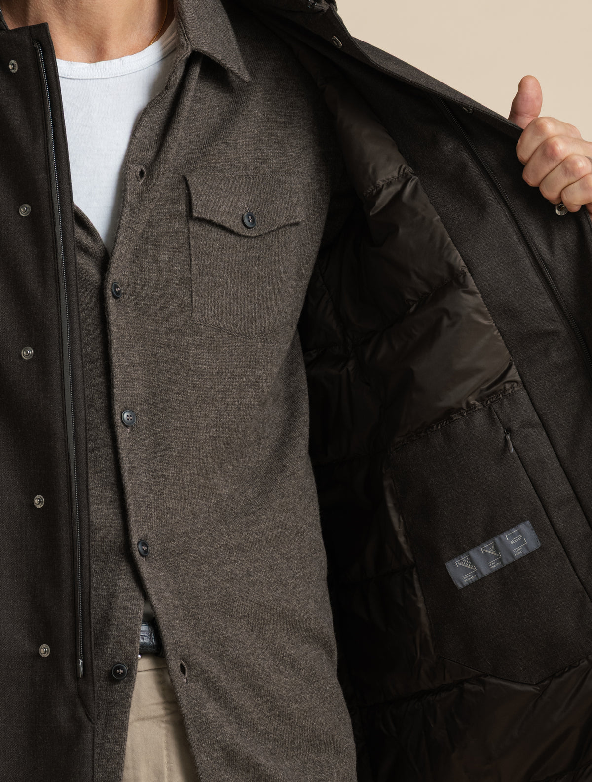 Waterproof Flannel Padded Carcoat Brown