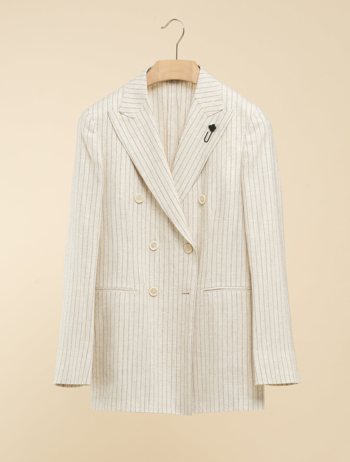 Double Breasted Pinstripe Jacket Sand