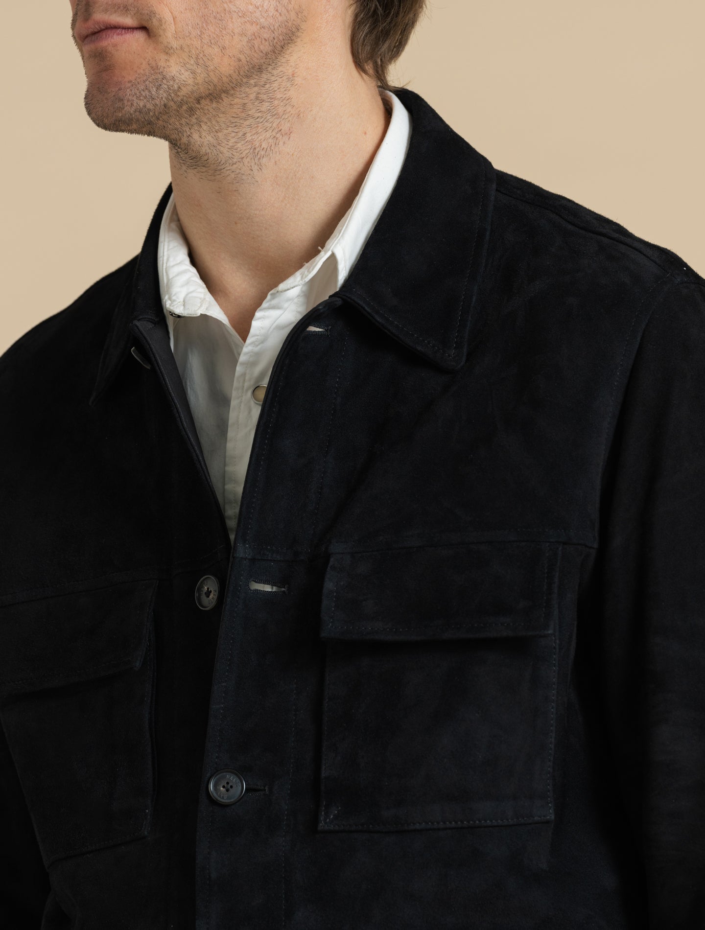 Suede Field Safari Jacket Navy