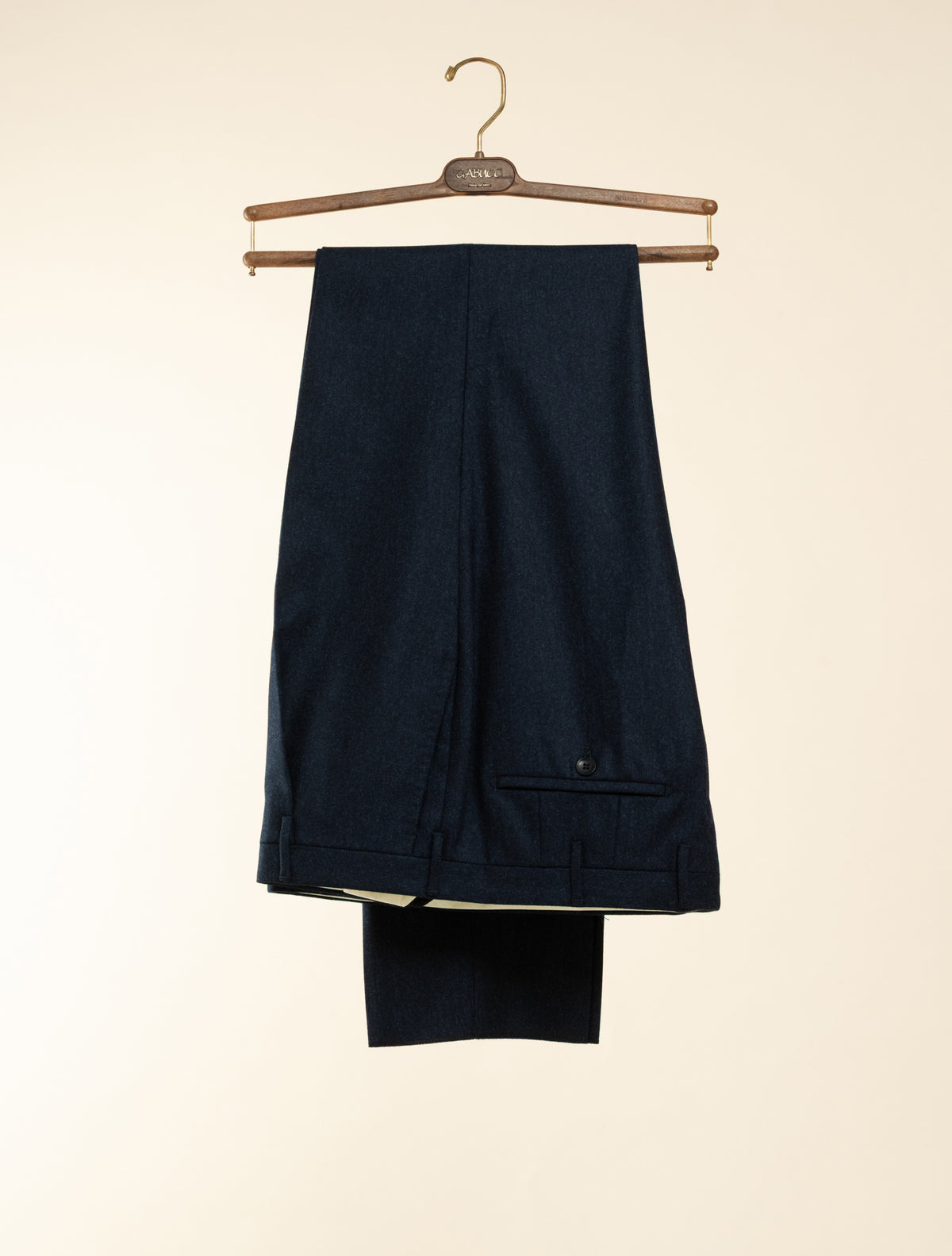 191 Pleated Flannel Dress Trousers Navy