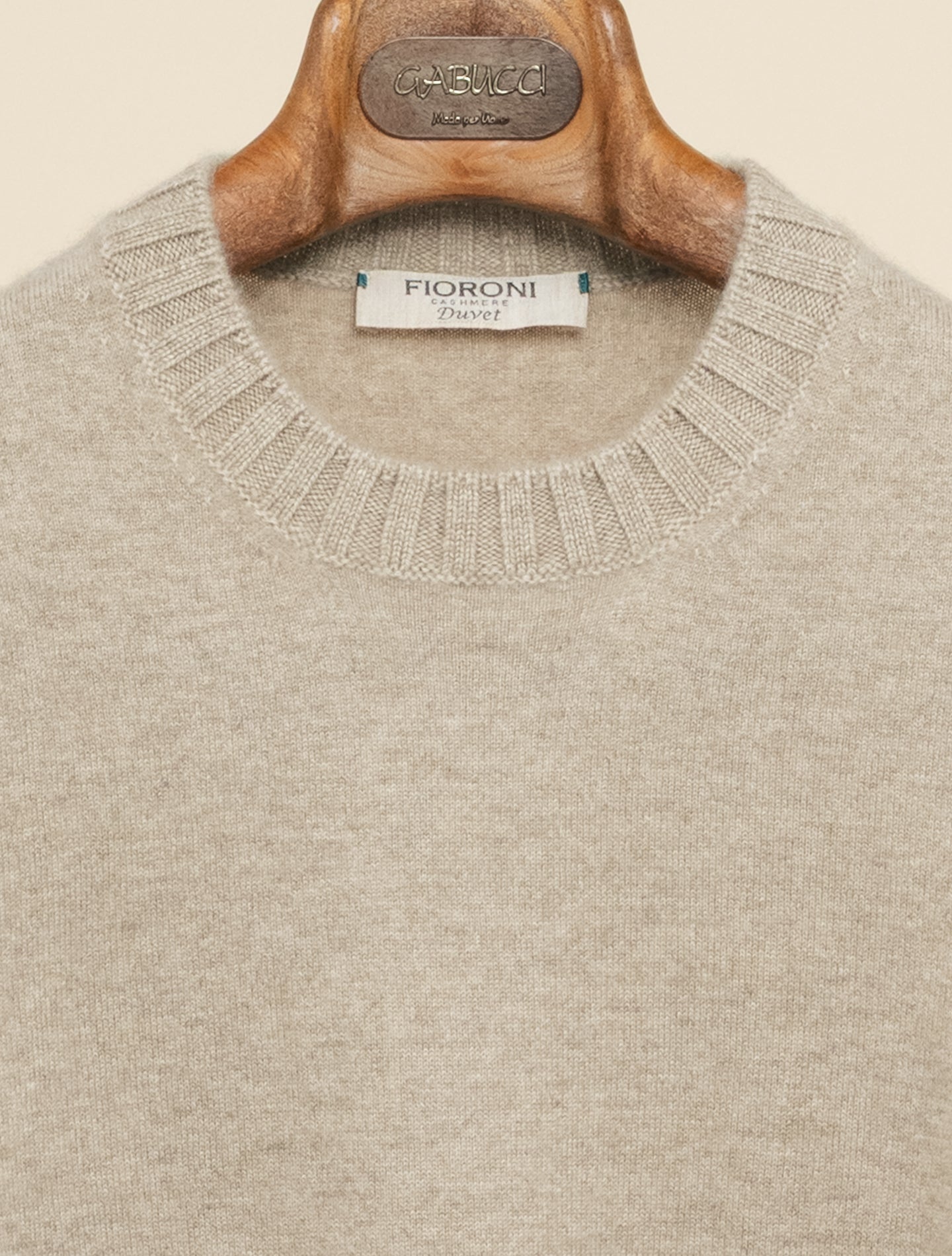 Kaschmir Strickpullover Rundhals Beige