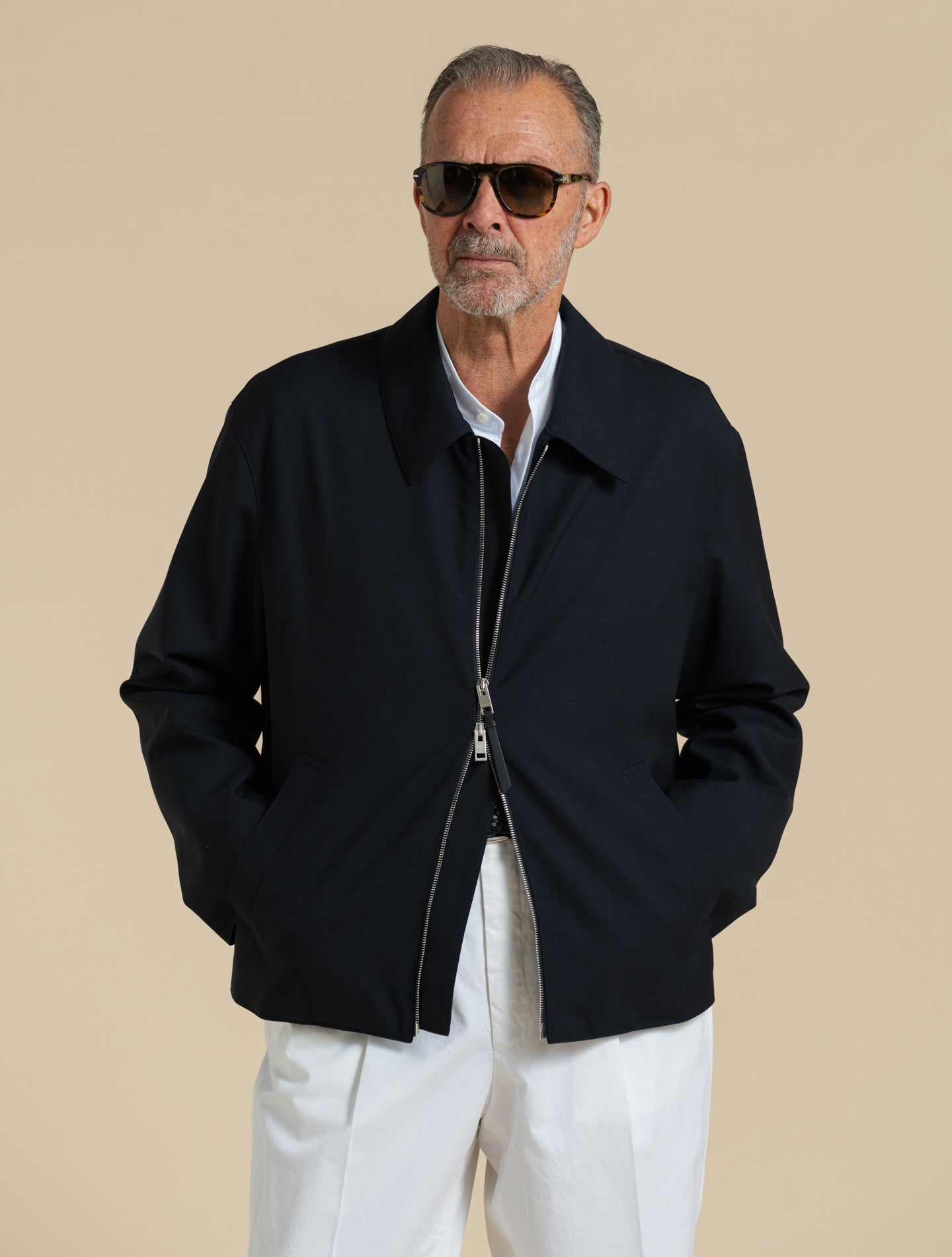 Birgham Fresco Wool Short Jacket Navy