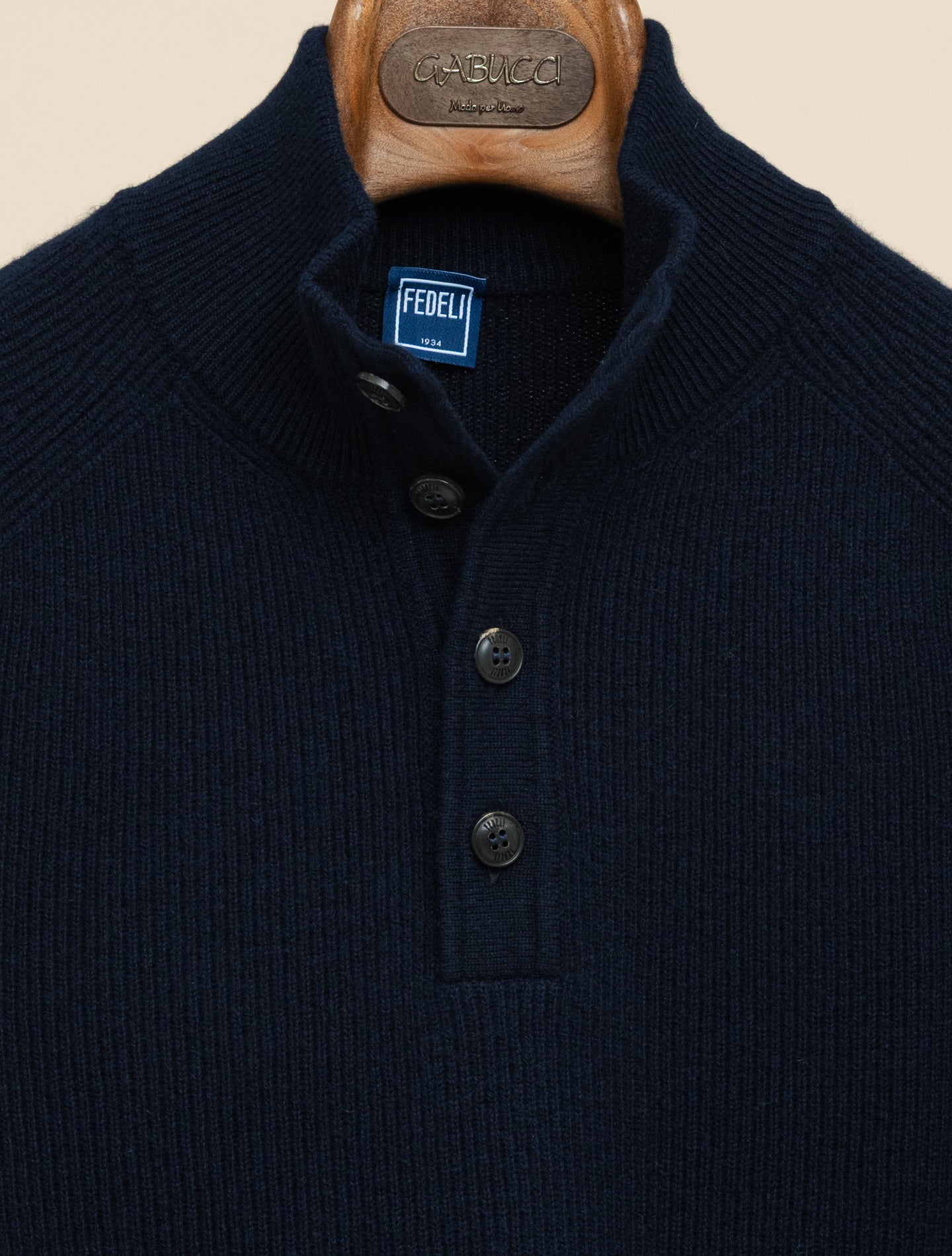 Kyoto 1/4 Button Cashmere Sweater Navy