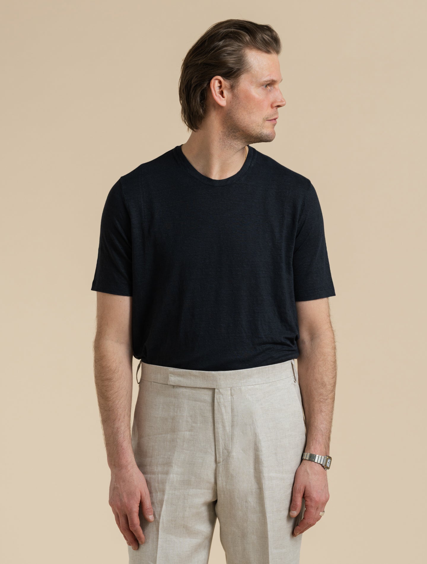 Linen T-shirt Dark Navy