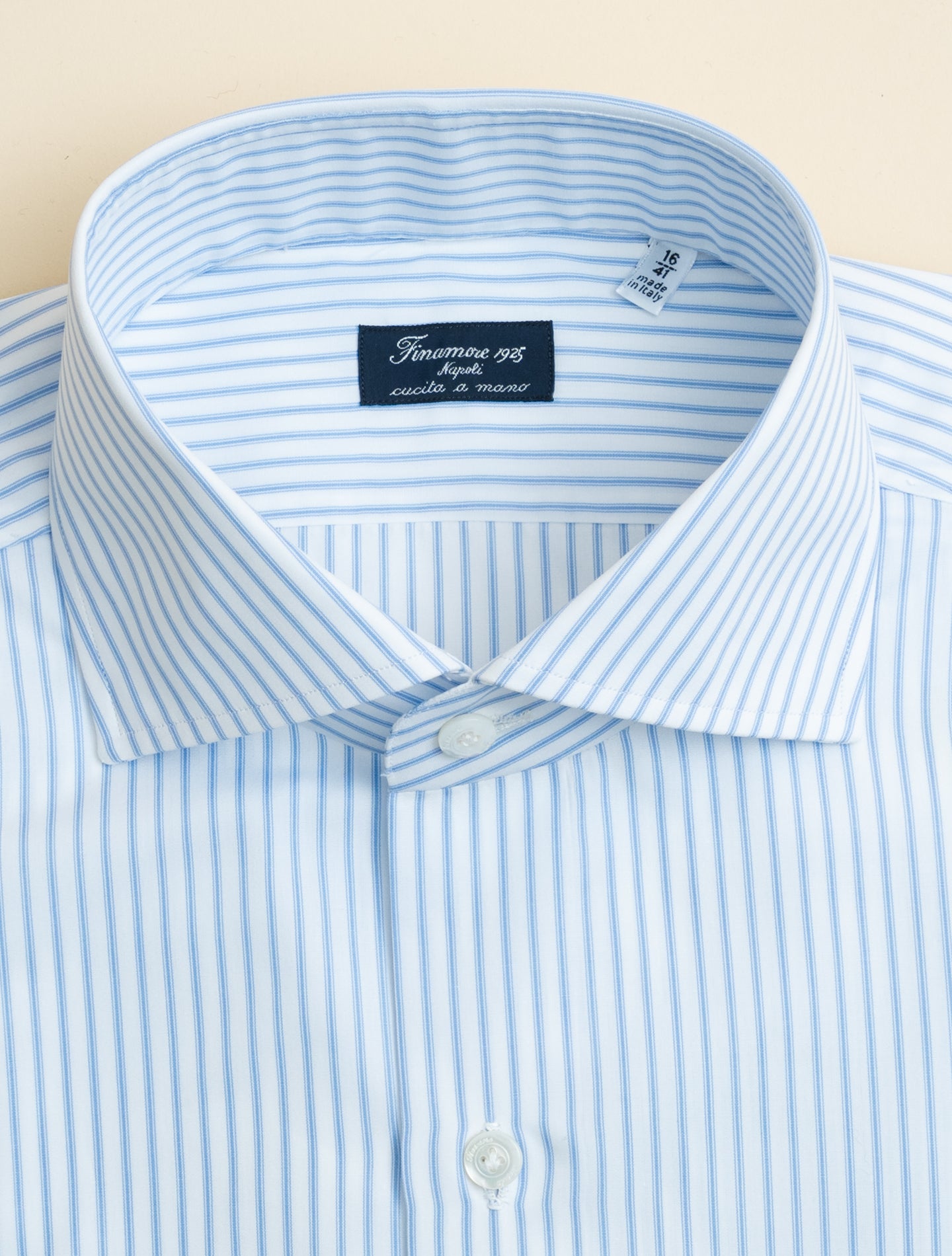 Eduardo Double Striped Cotton Shirt Light Blue