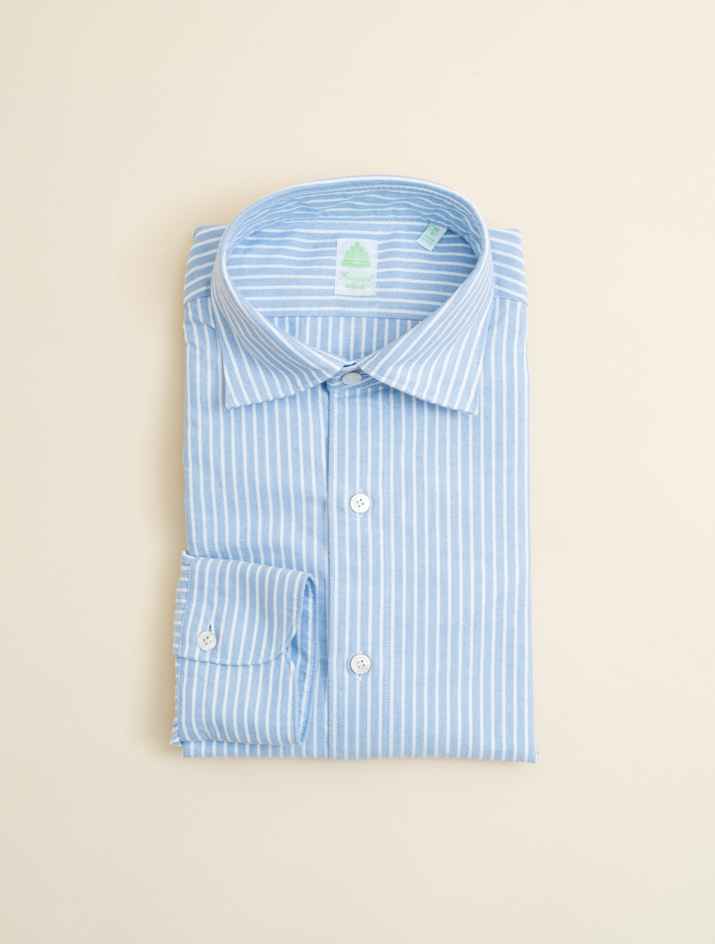 Gaeta Luigi Soft Oxford Reversed Striped Shirt Blue