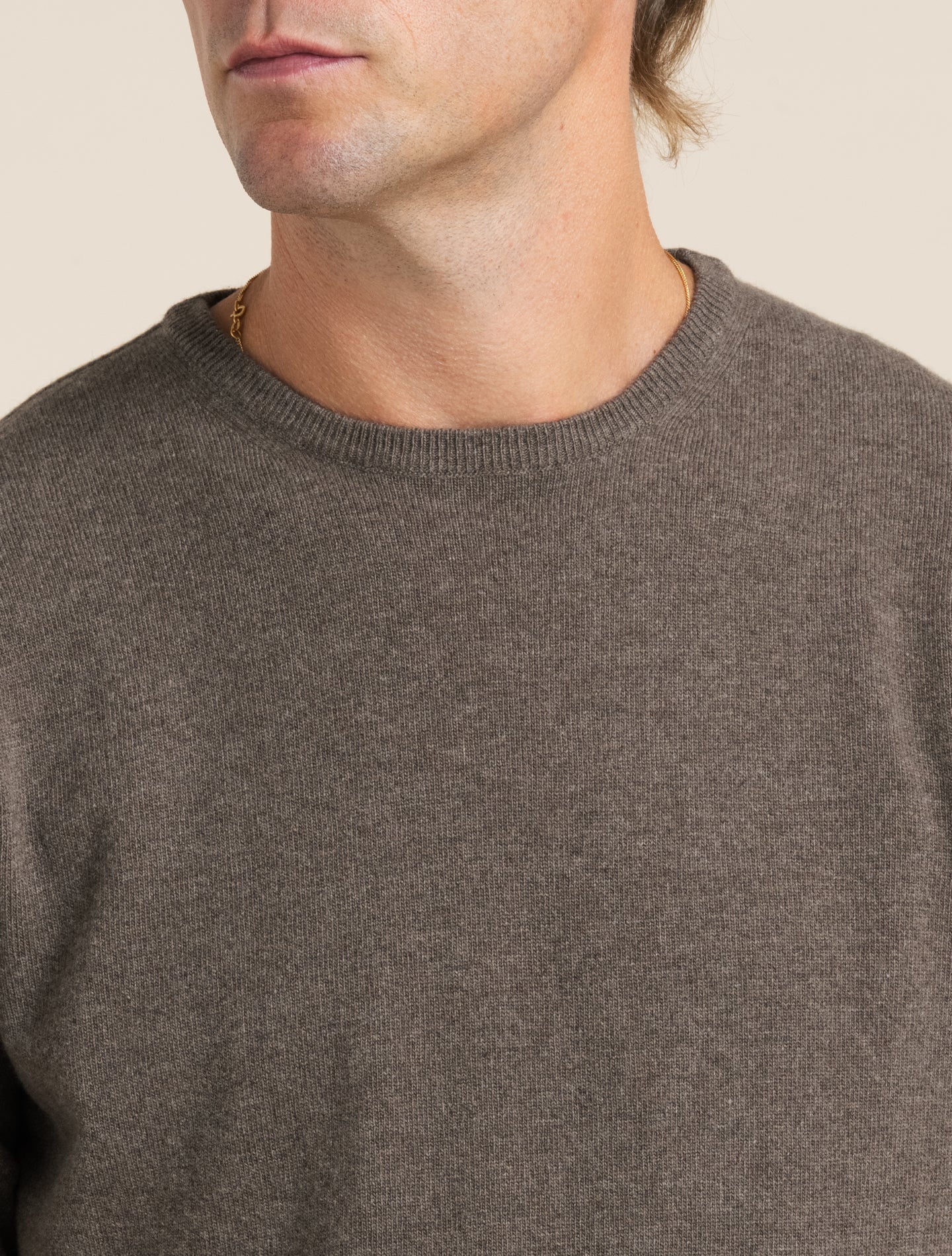 Knitted Wool Cashmere Crewneck Cacao