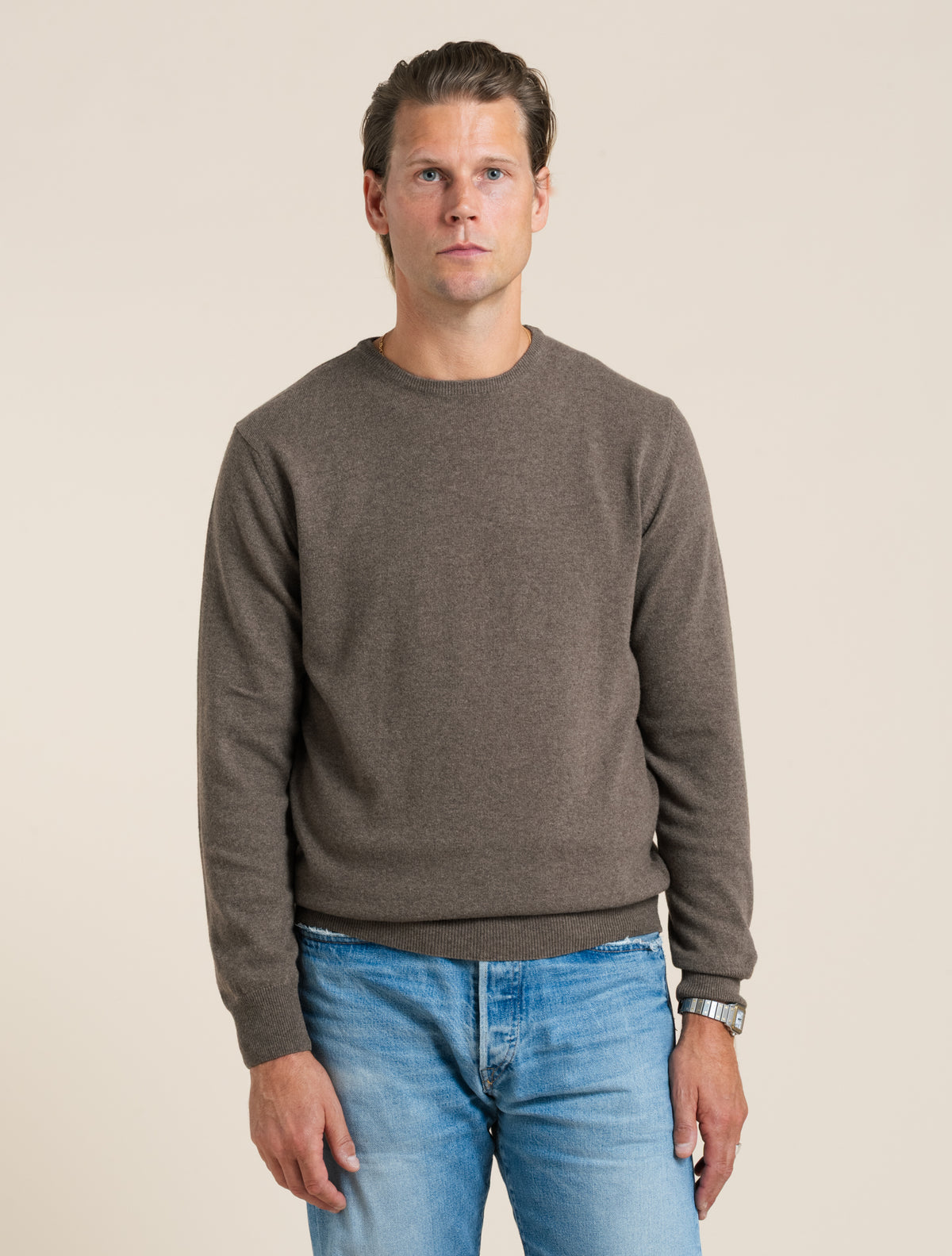 Knitted Wool Cashmere Crewneck Cacao