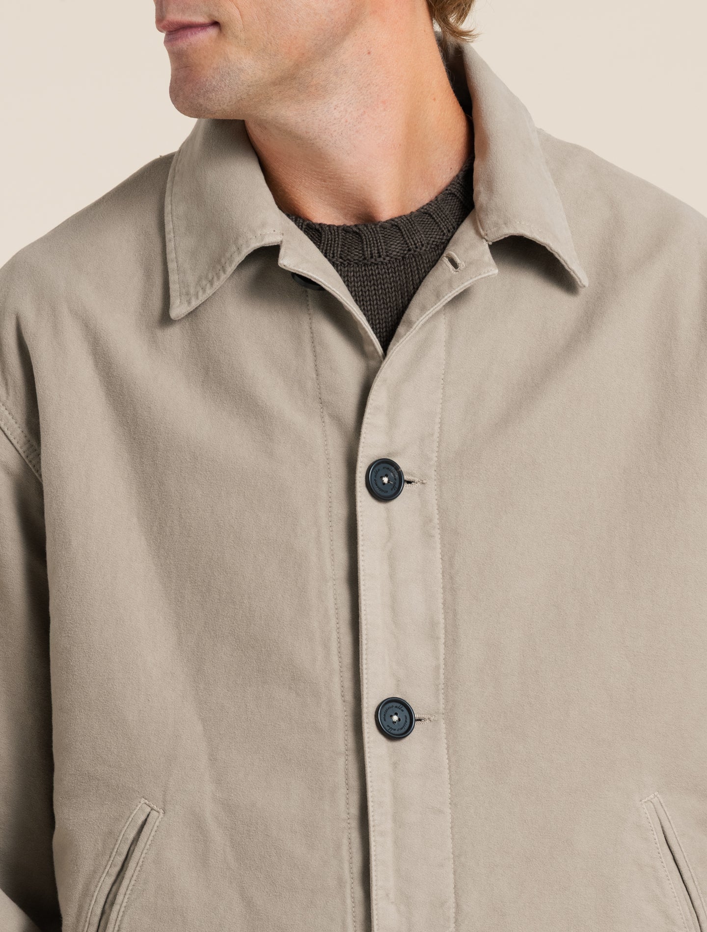 Cadillac Jacke aus gepolstertem Moleskin, Beige