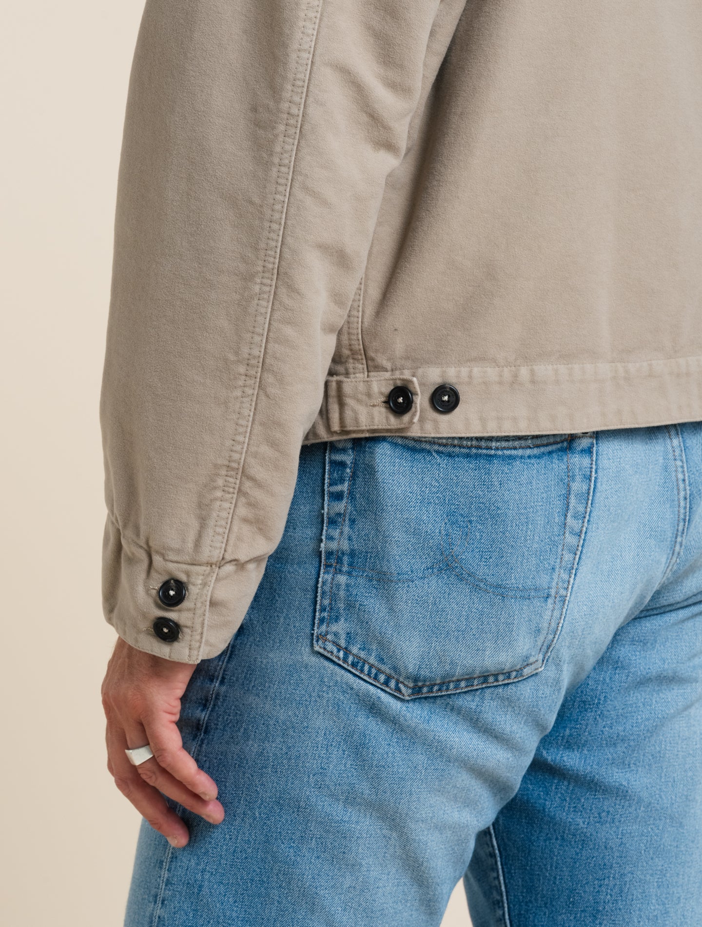 Cadillac Jacke aus gepolstertem Moleskin, Beige