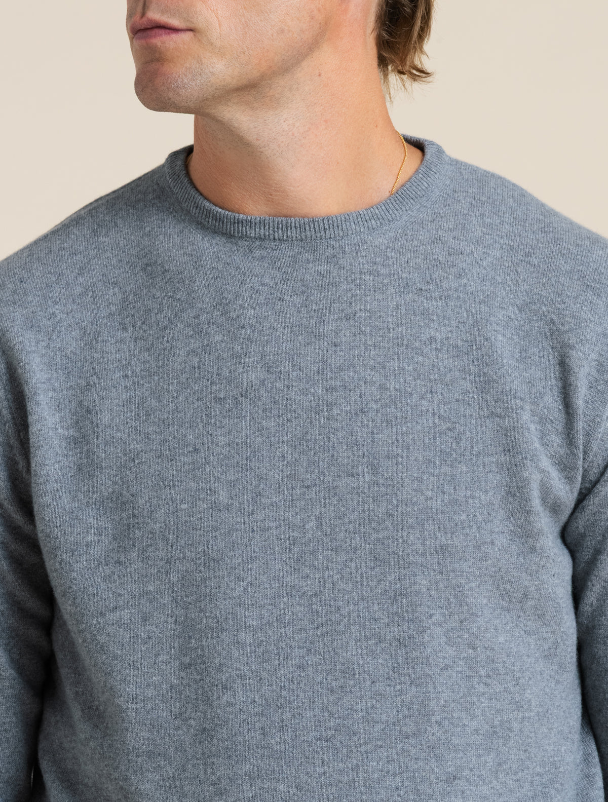 Knitted Wool Cashmere Crewneck Smog Grey
