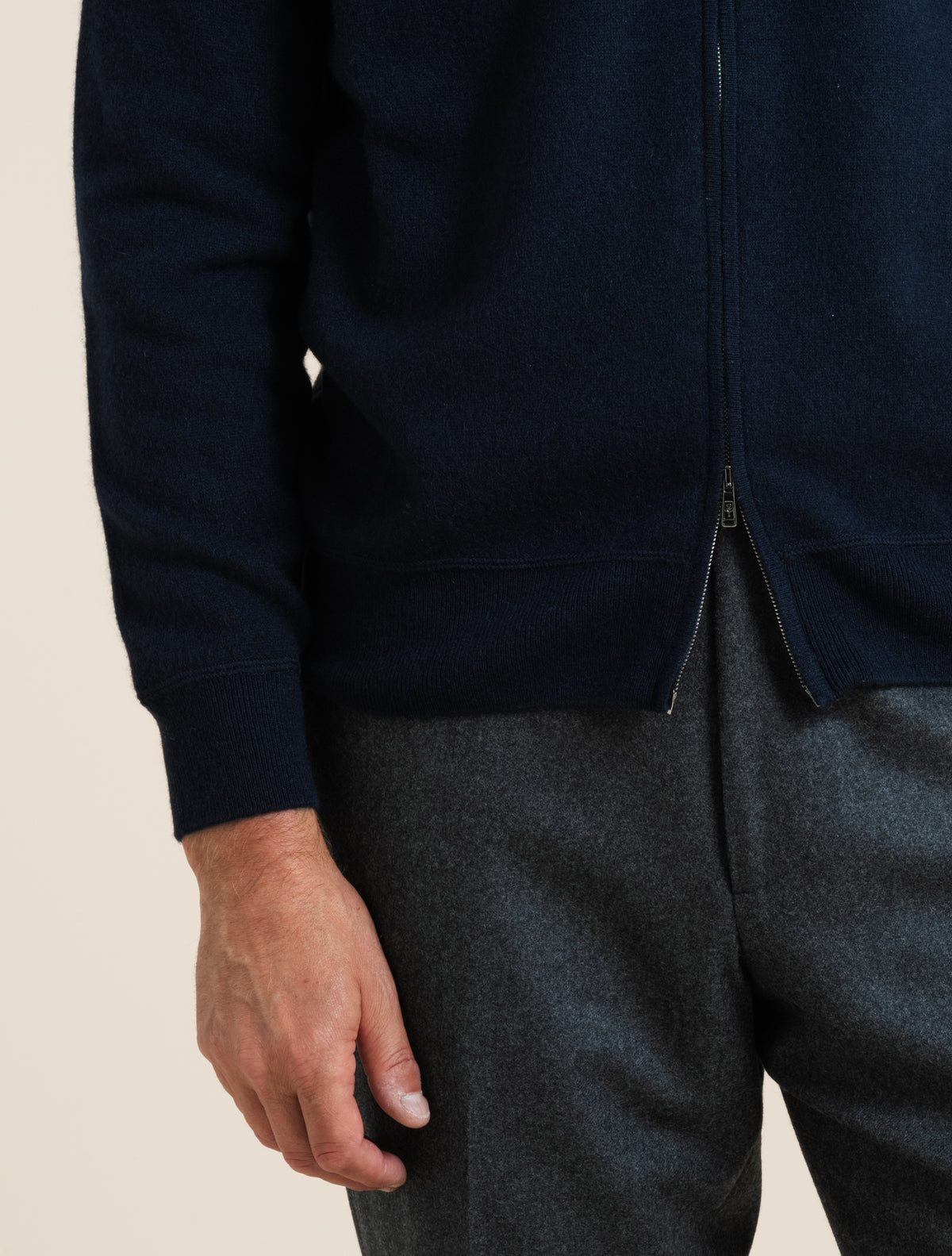 Cashmere Full Zip Bomber Navy