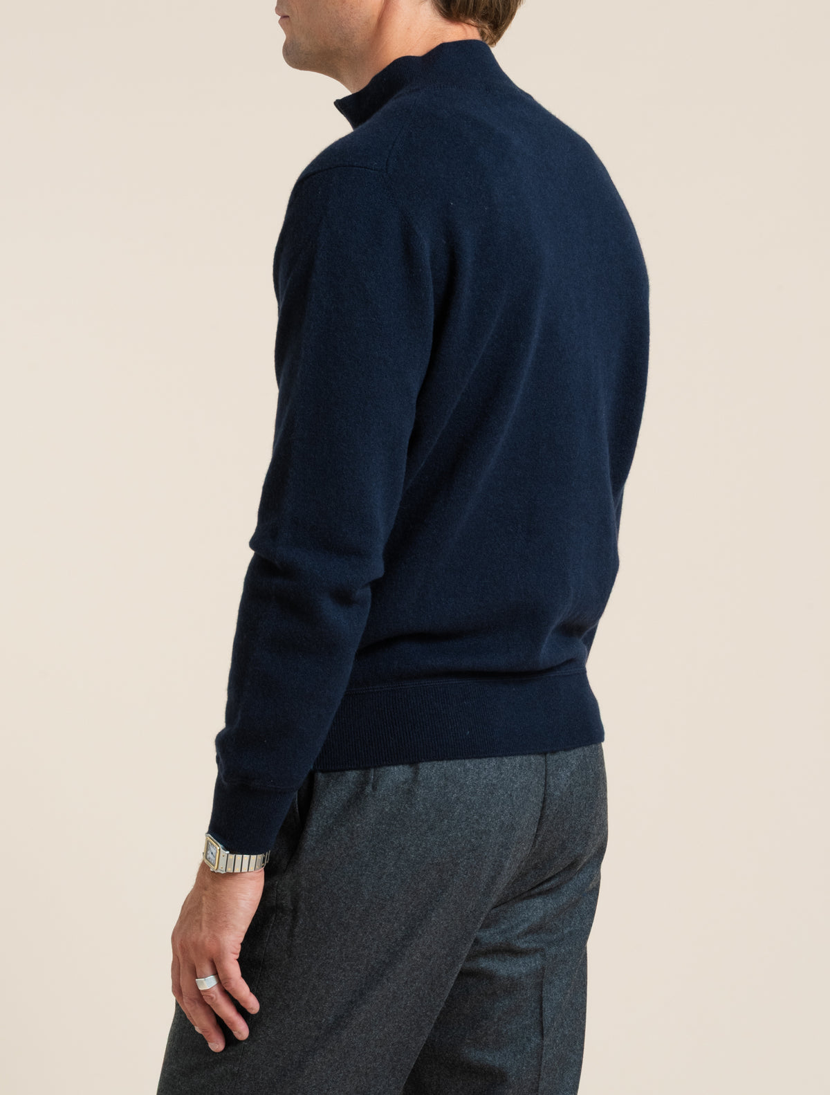 Cashmere Full Zip Bomber Navy