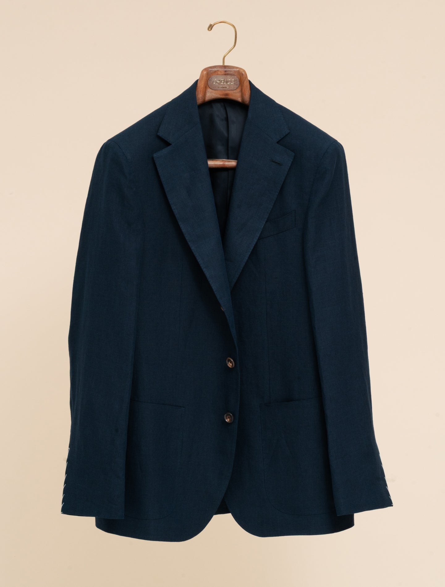 Single Breasted Linen Jacket Navy