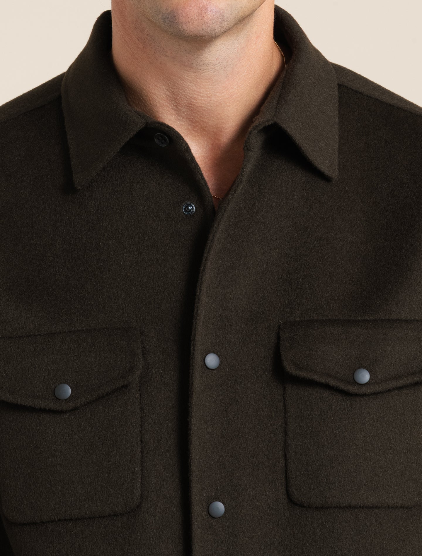 Overshirt aus Doppelwolle in Braun