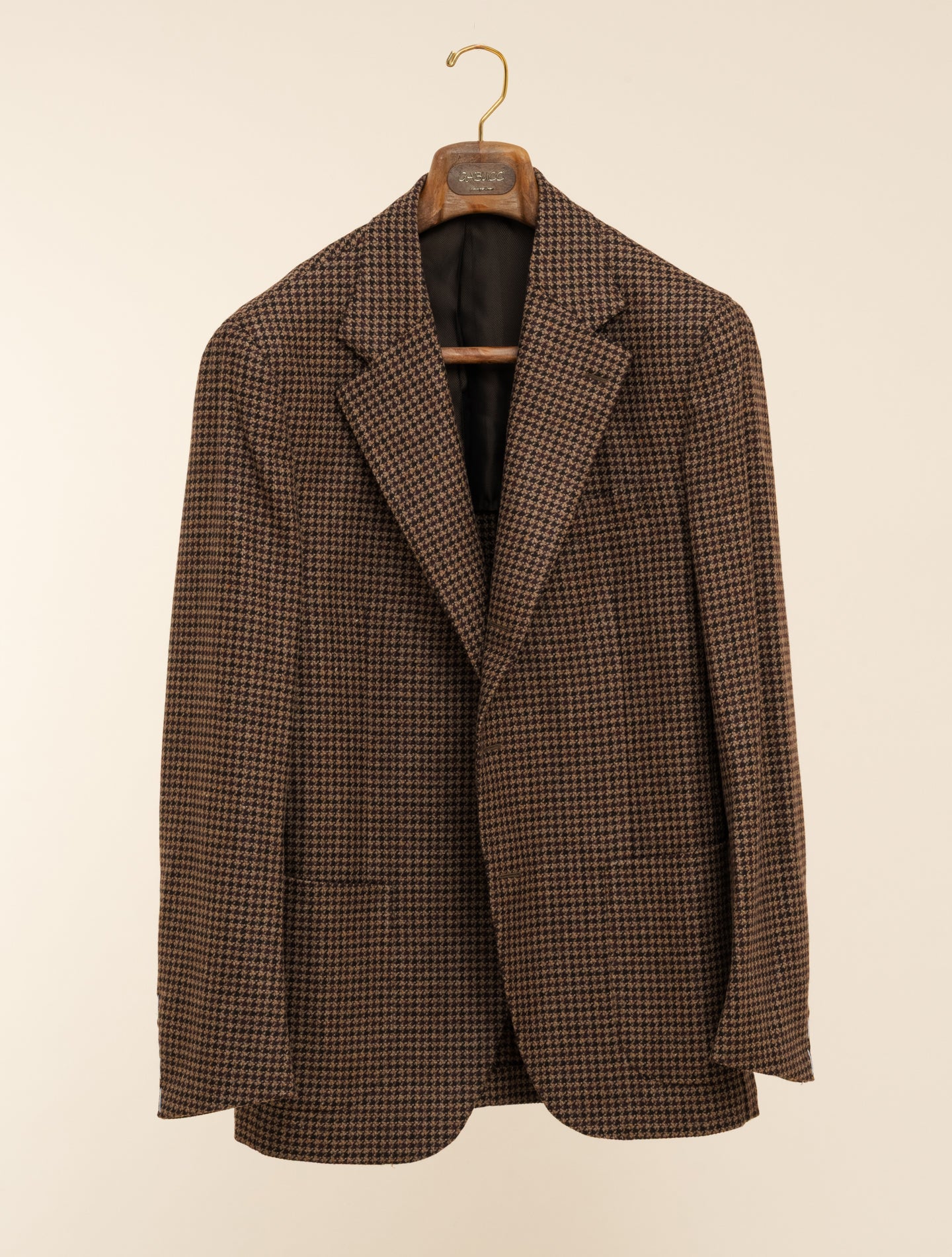 Single Breasted Houndthoot Jacket Brown