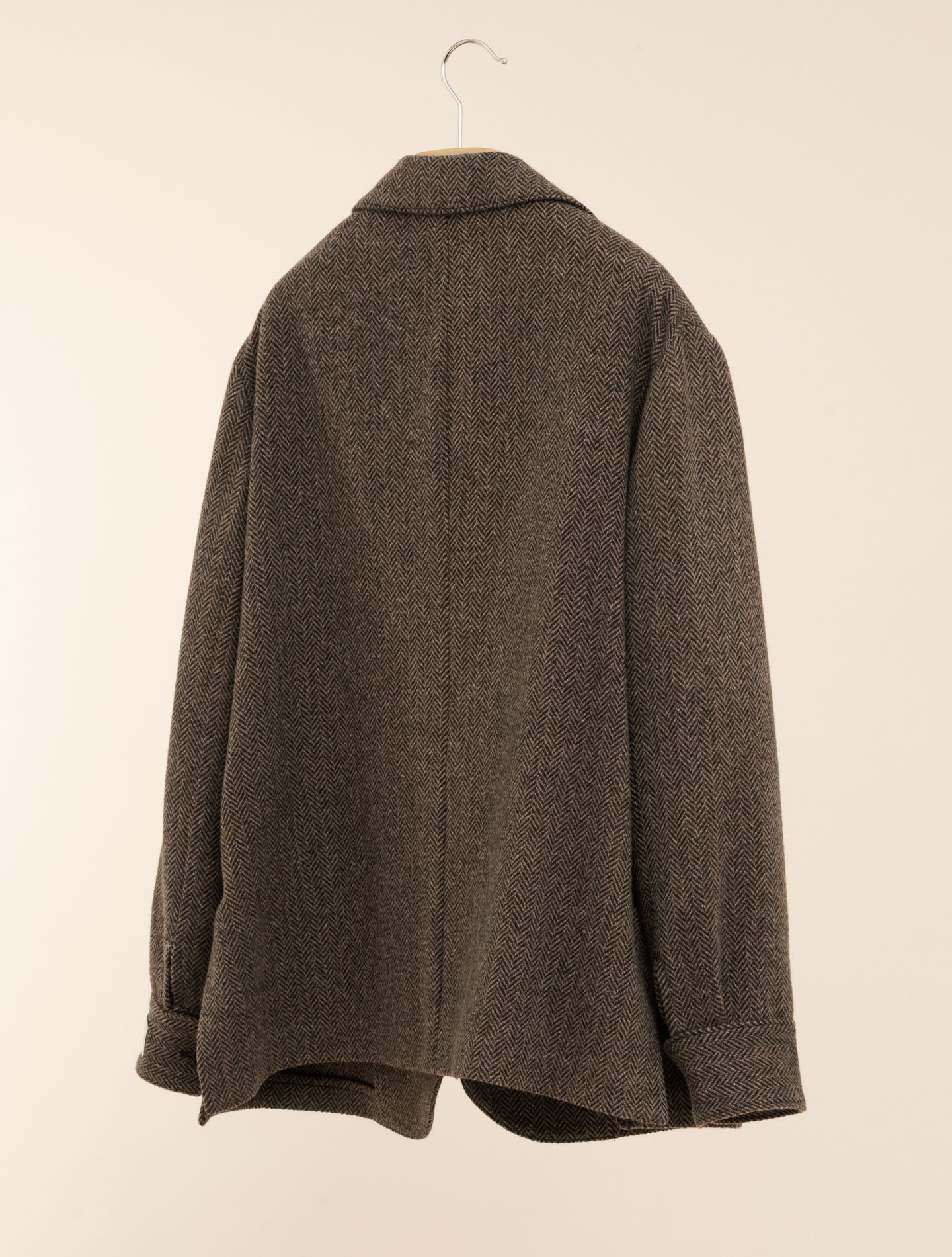 Milly Oversized Fiskbensmönstrad Jacka Brun