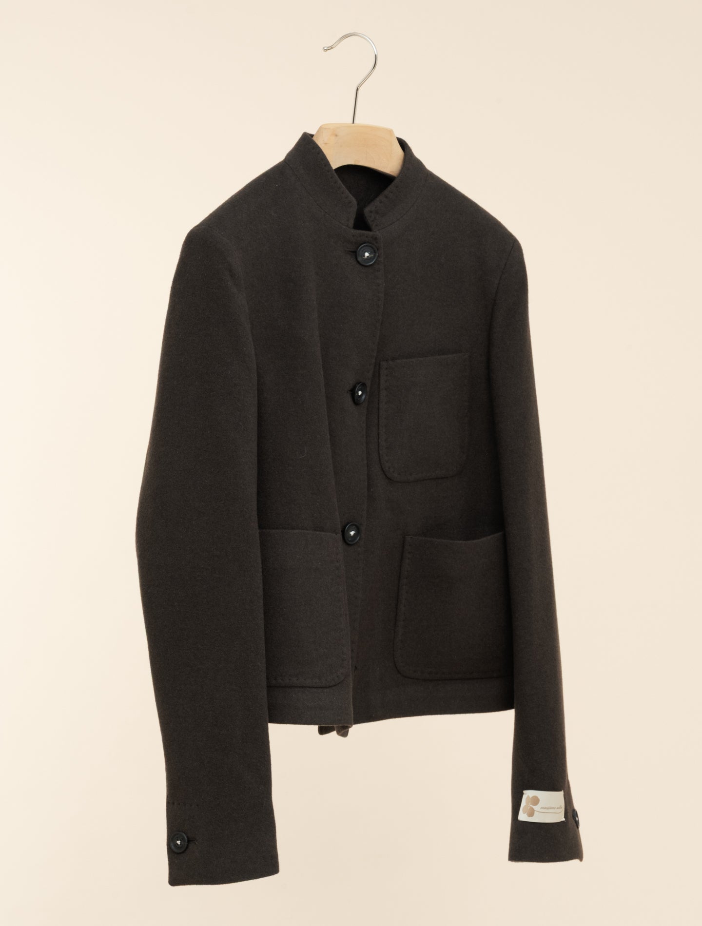 Agra Wool Silk Cashmere Short Jacket Brown