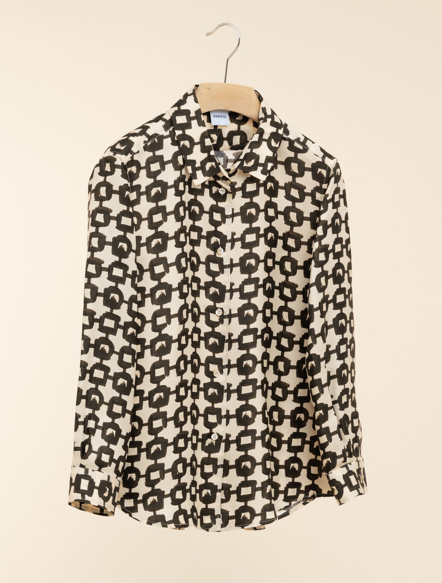 Printed Viscose Silk Twill Shirt Military