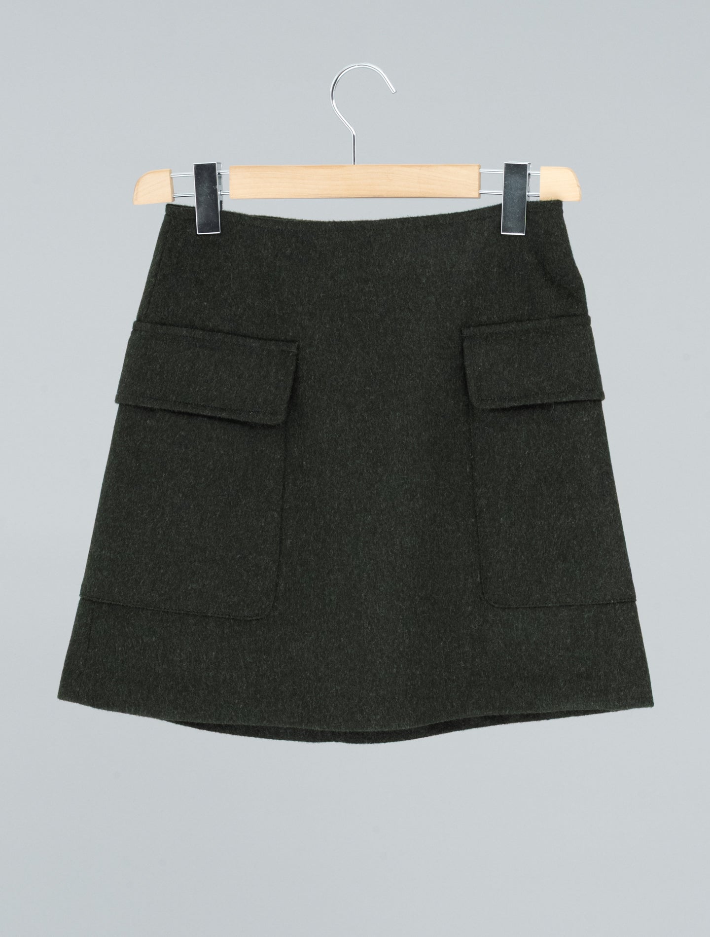 Short Wool Alpaca Skirt Military