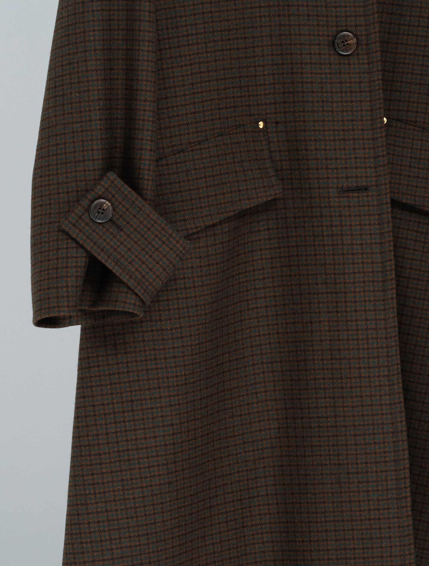 Humbie Houndtooth Wool Coat Brown