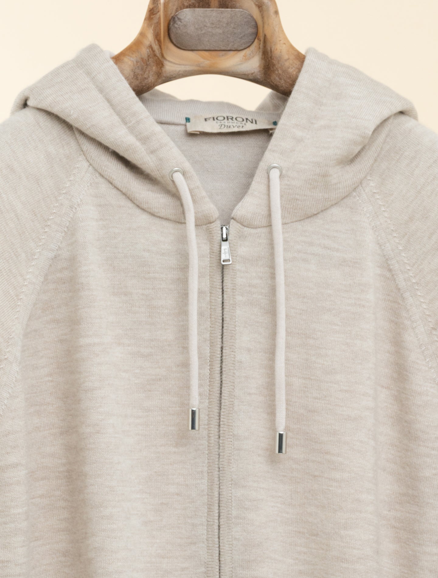 Vanisé Duvet Cashmere Cotton Zip Hoodie Natural