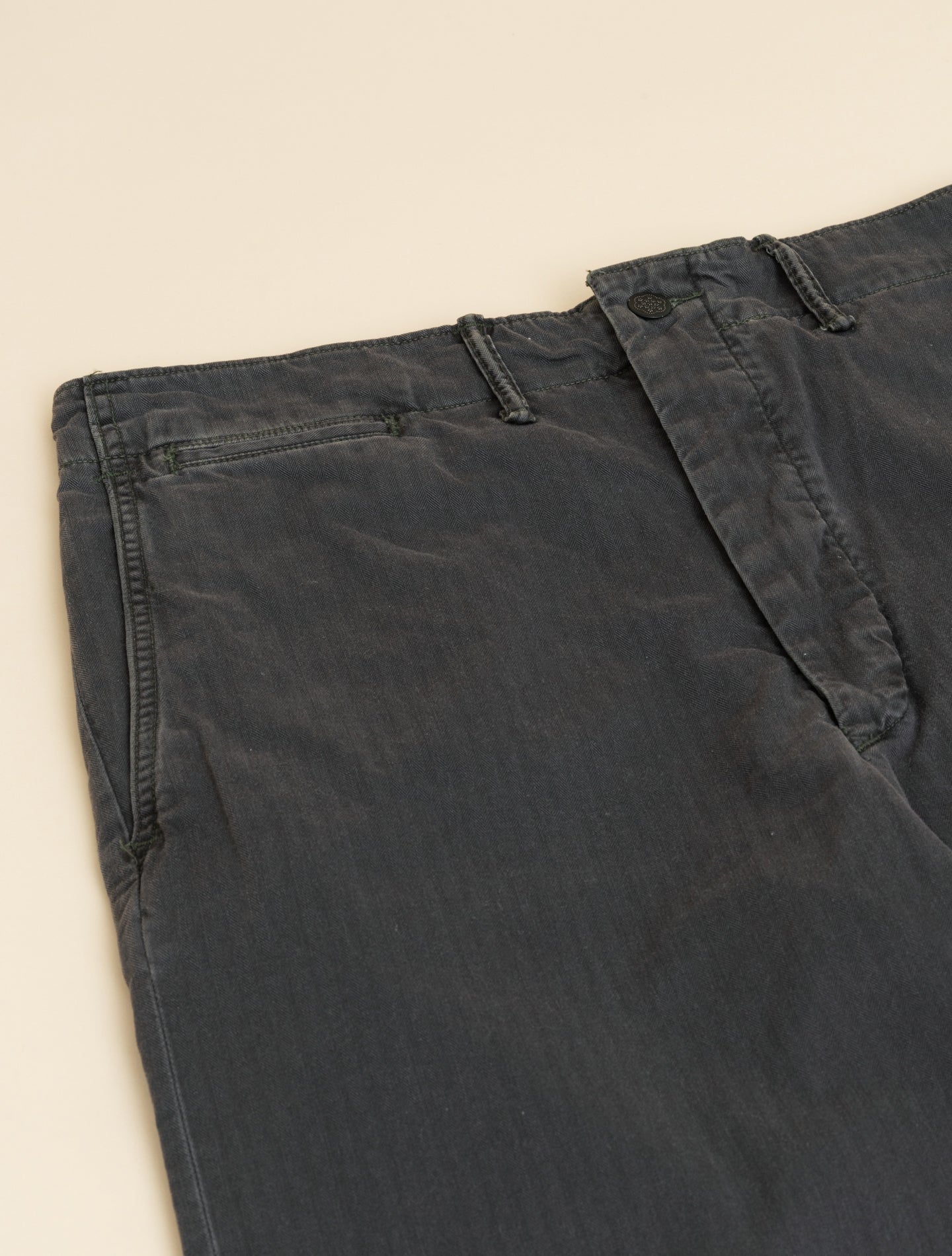 Herringbone Twill Field Trousers Washed Black