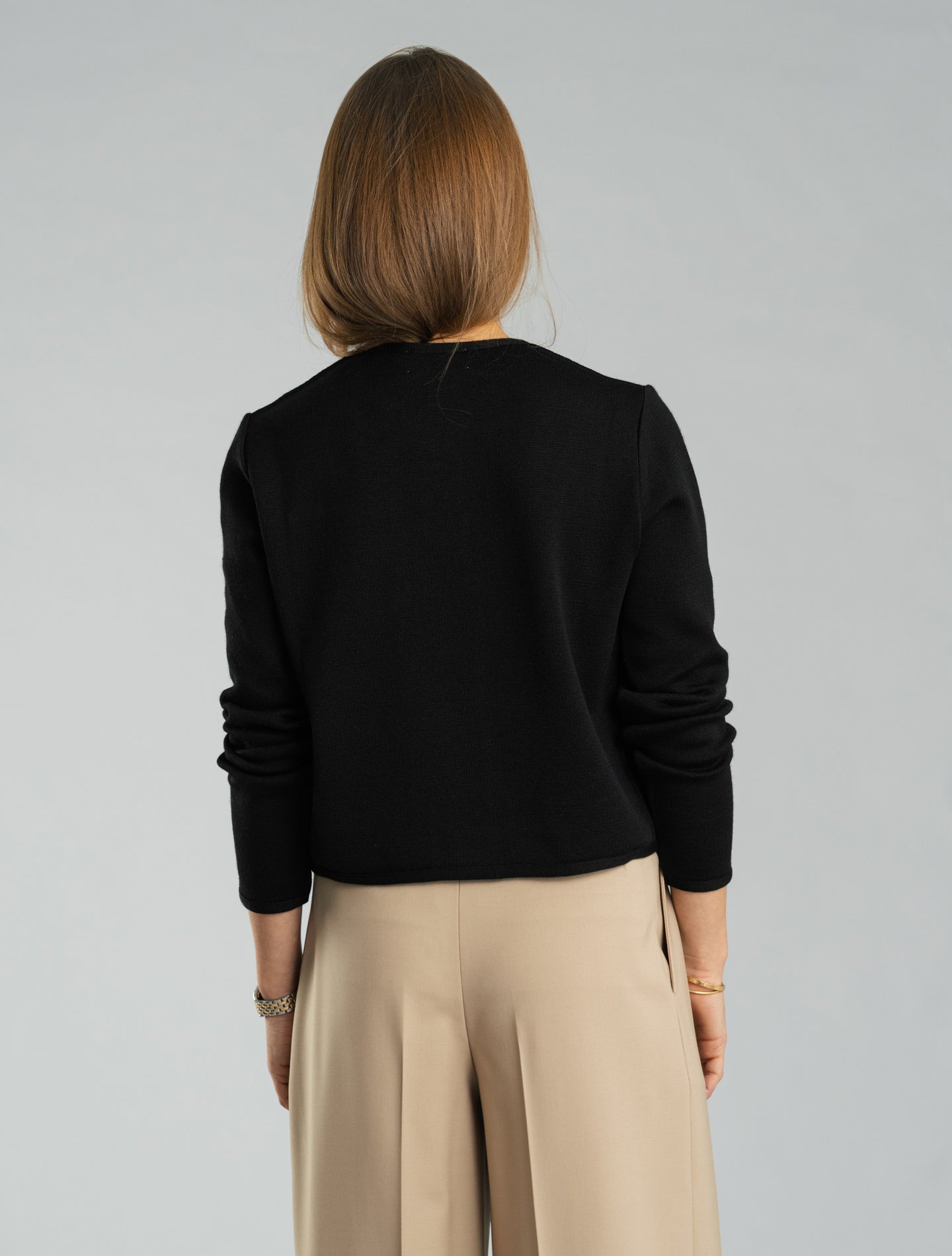 Knitted Short Wool Jacket Black