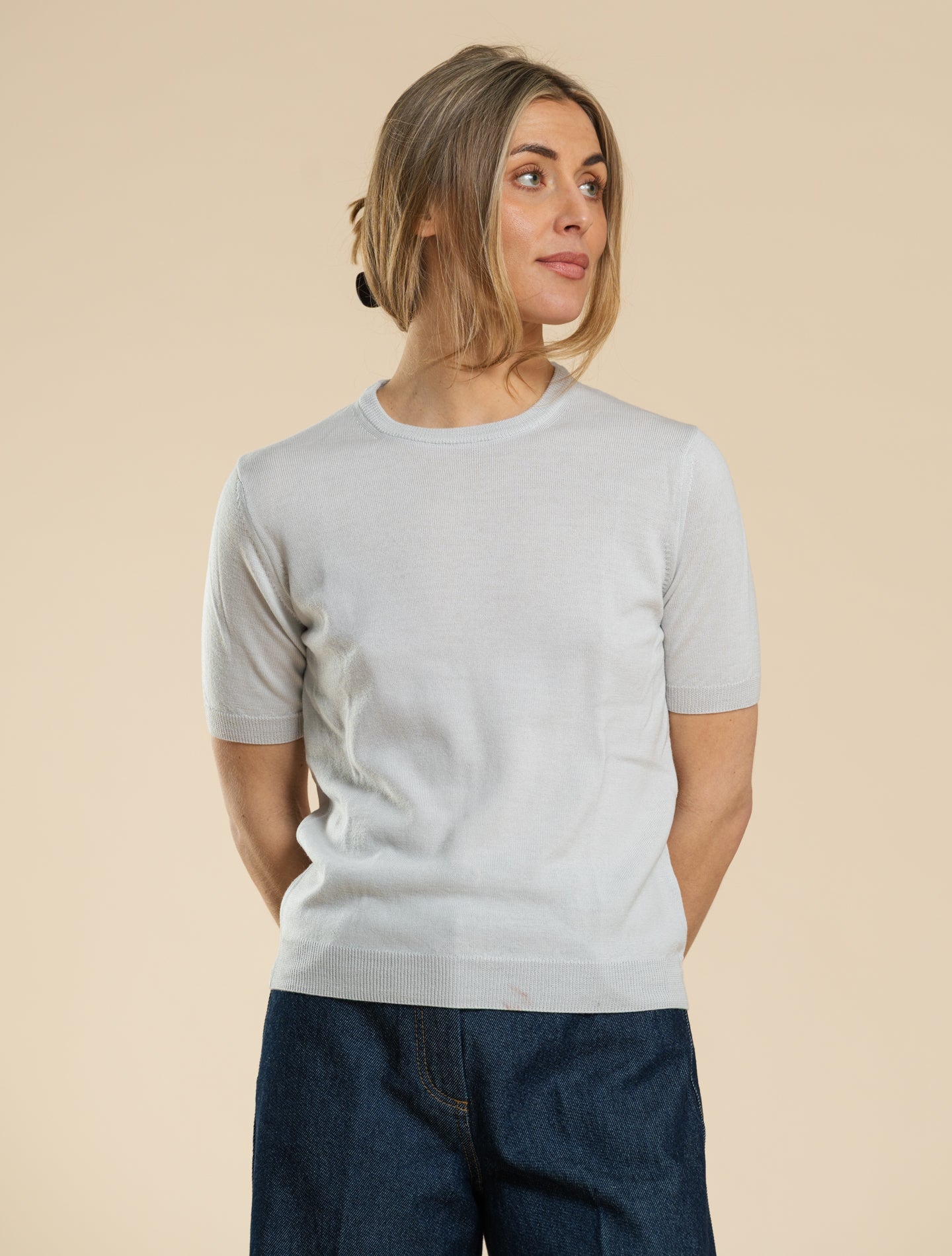Merino Wool Crewneck Short Sleeve Ice