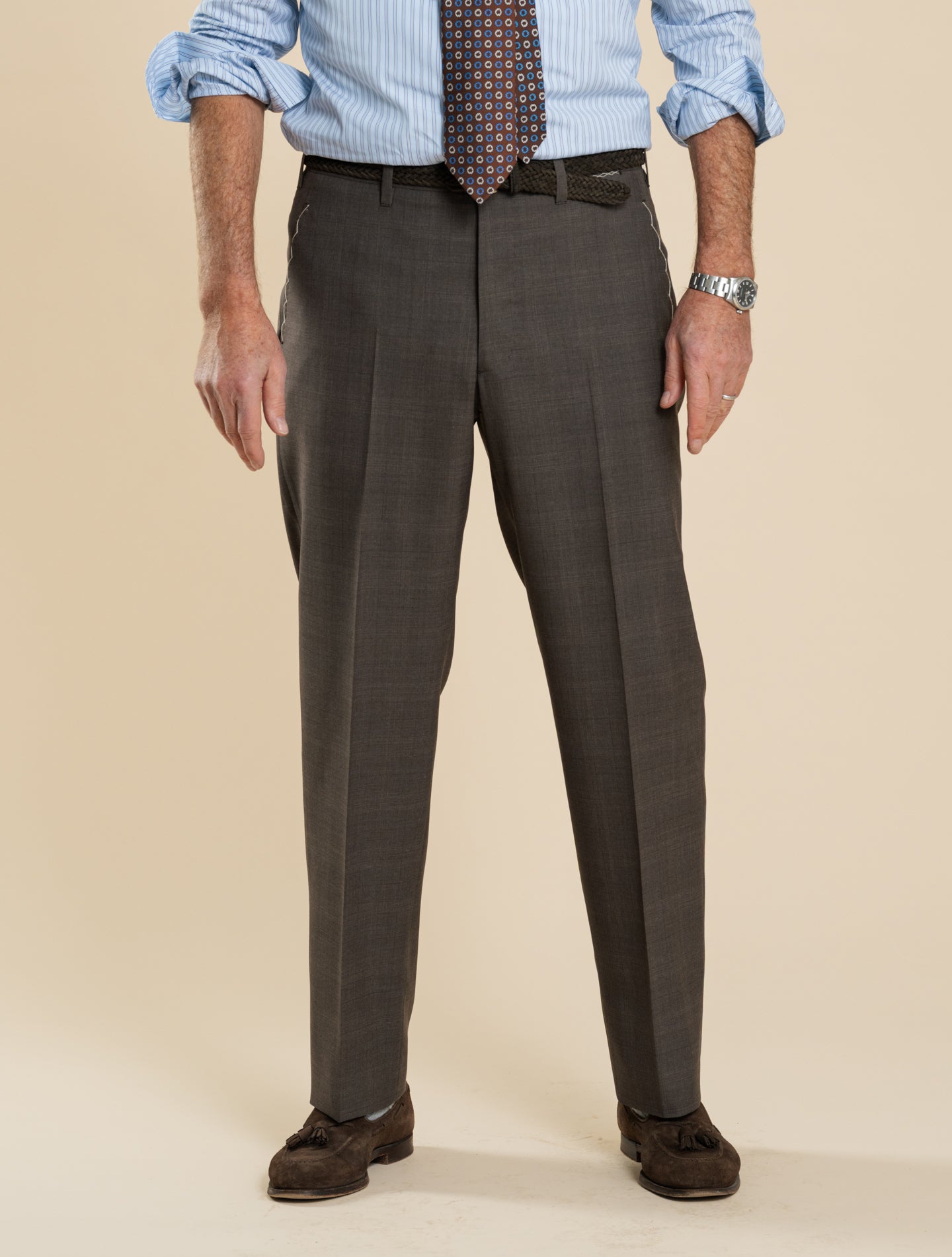 Handmade Single Breasted 170S Wool Suit Brown