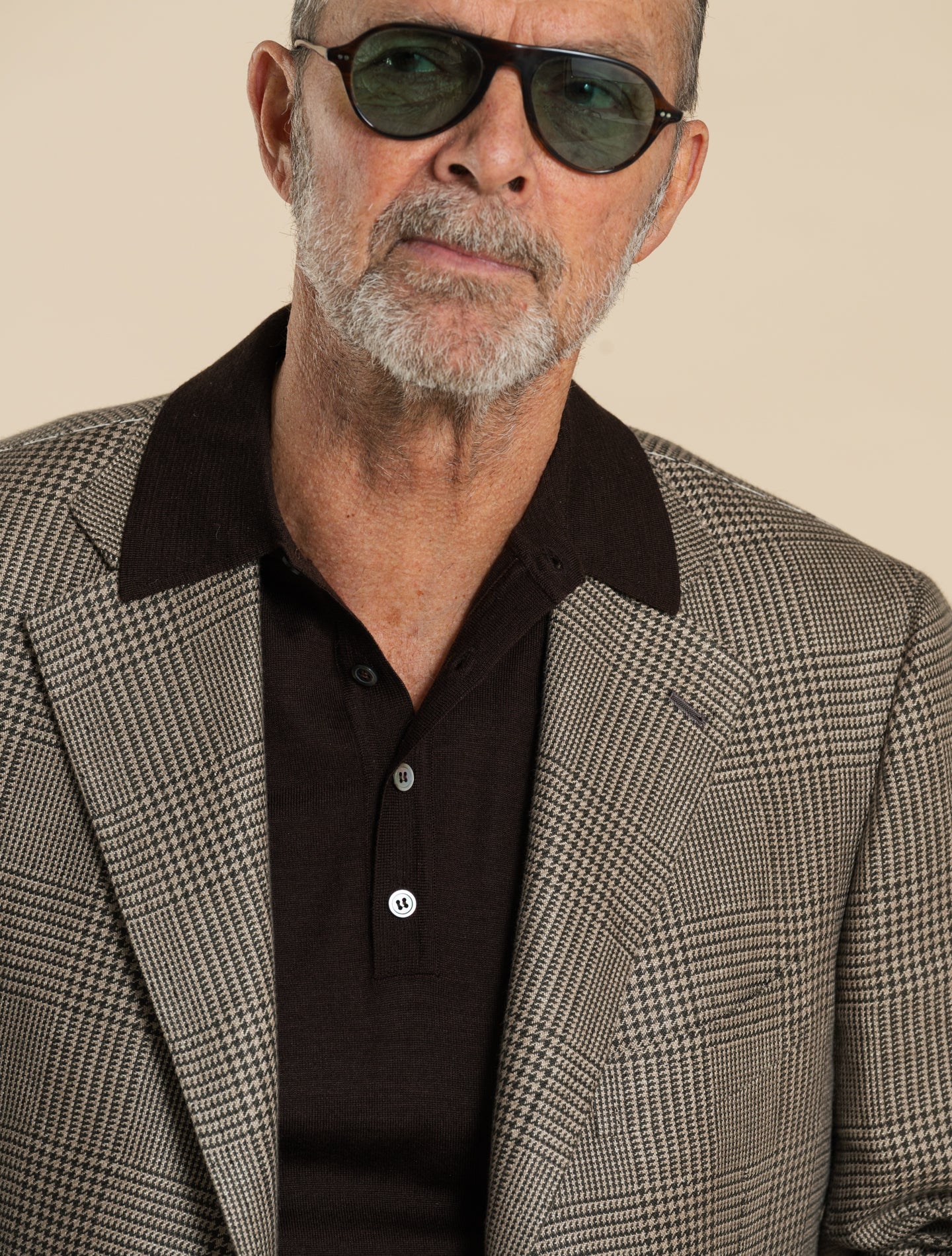 Handgjord enkelknäppt Glencheck-jacka brun