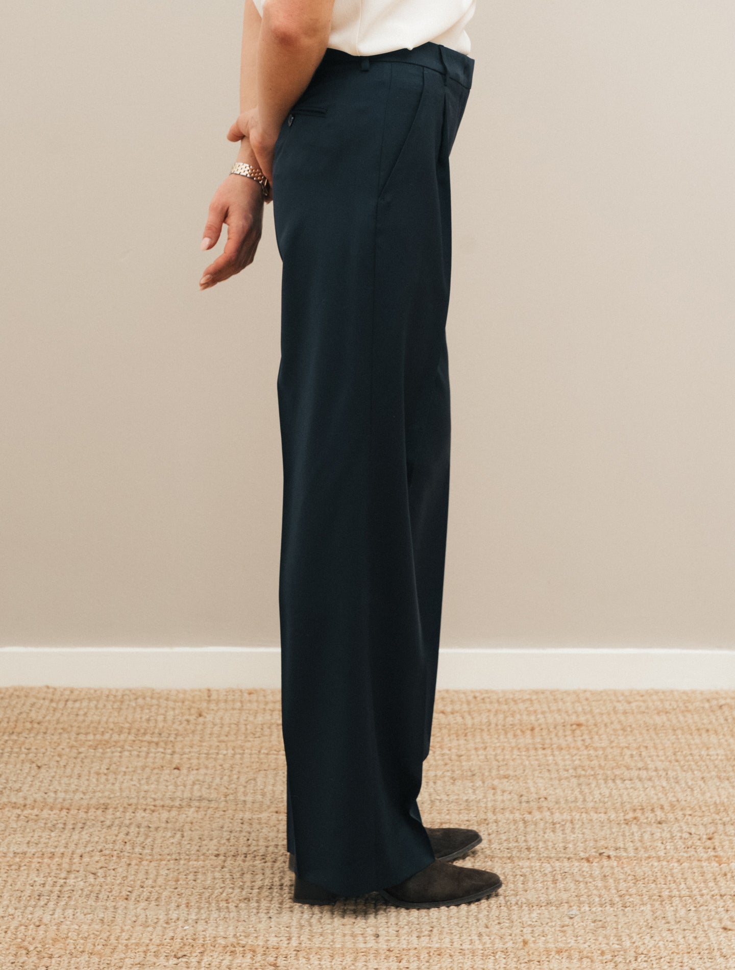 Feni Loro Piana Zelander Wool Trousers Navy