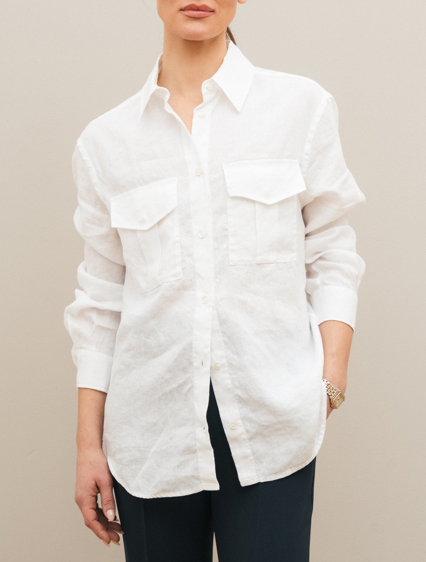 Linen Shirt w. Pocket White
