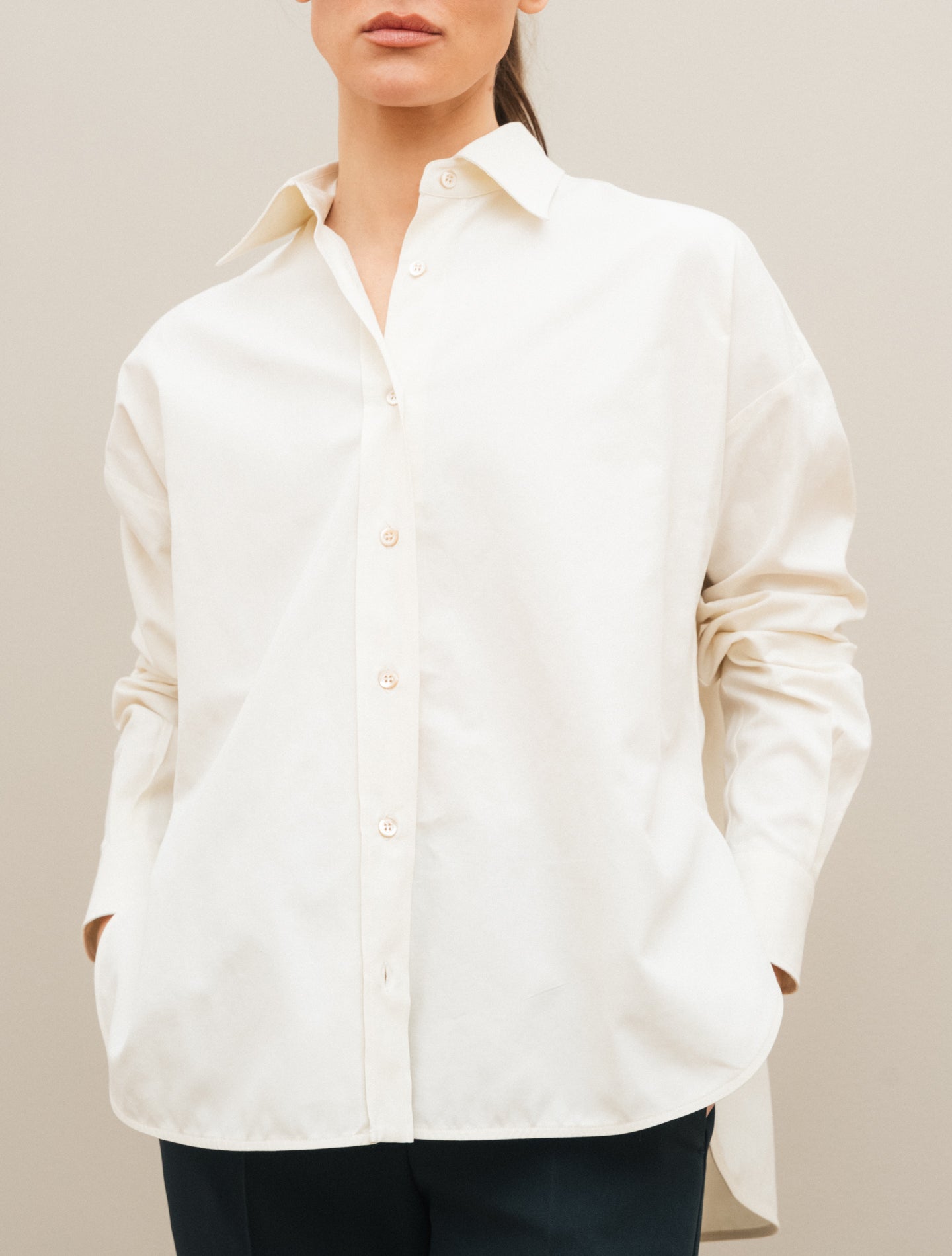 Cotton Twill Shirt Cream