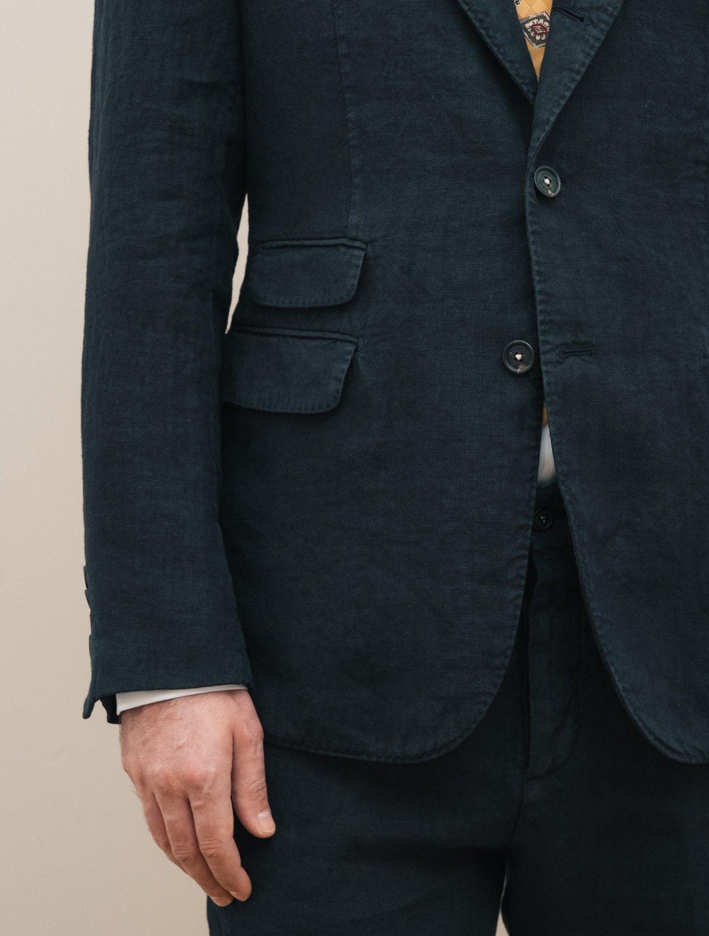 Sloop Single Breasted Linen Suit Navy