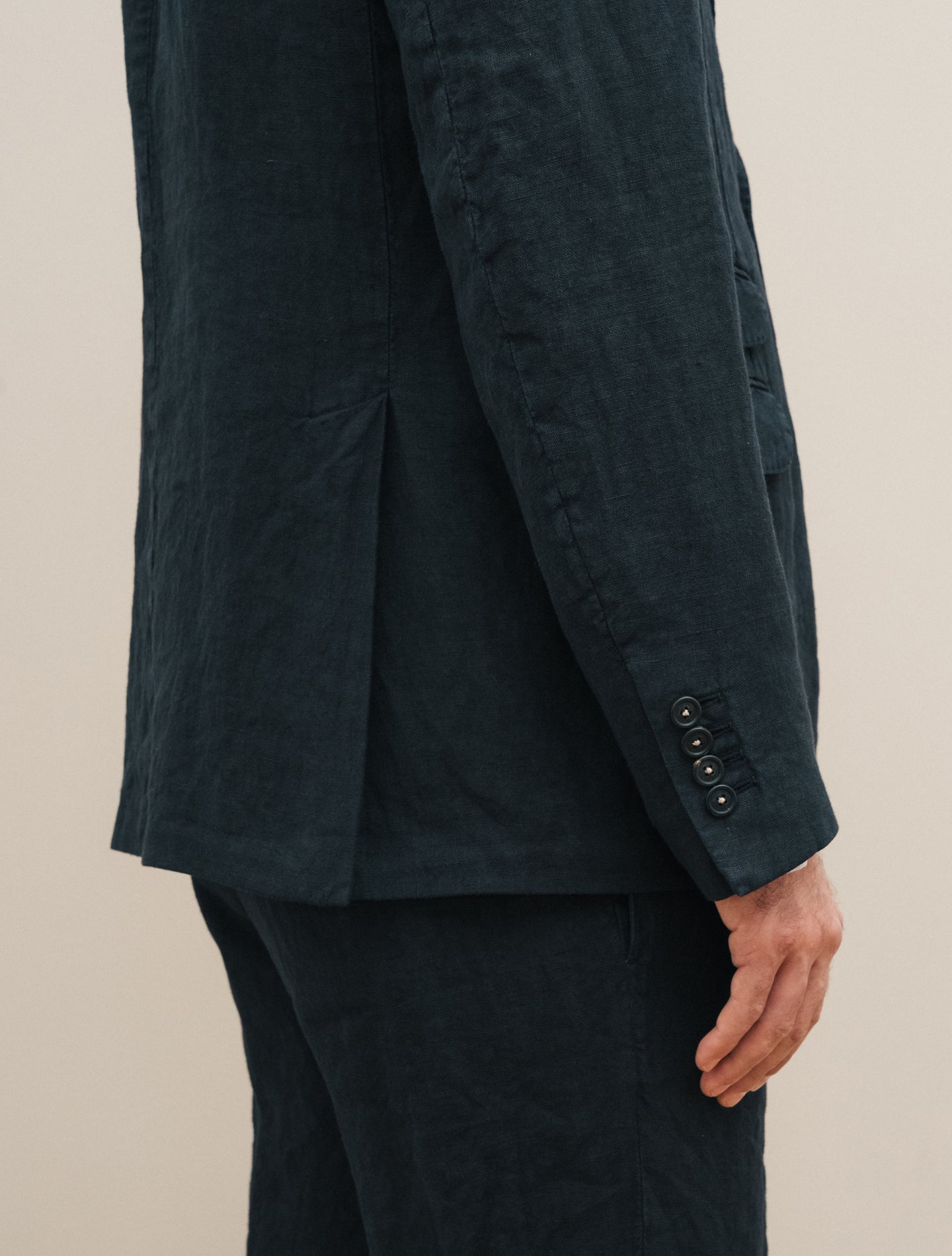 Sloop Single Breasted Linen Suit Navy
