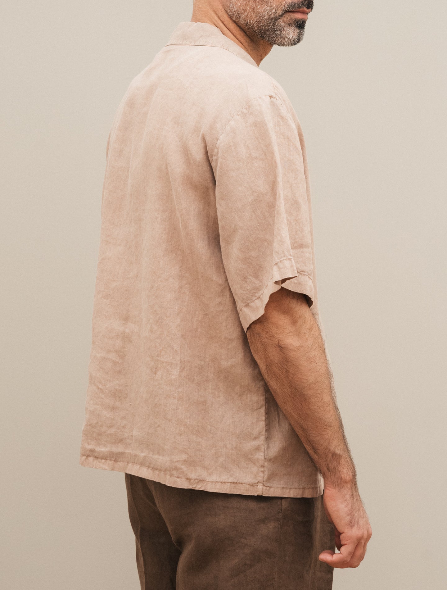 Linen Bowling Shirt Short Sleeve Terra