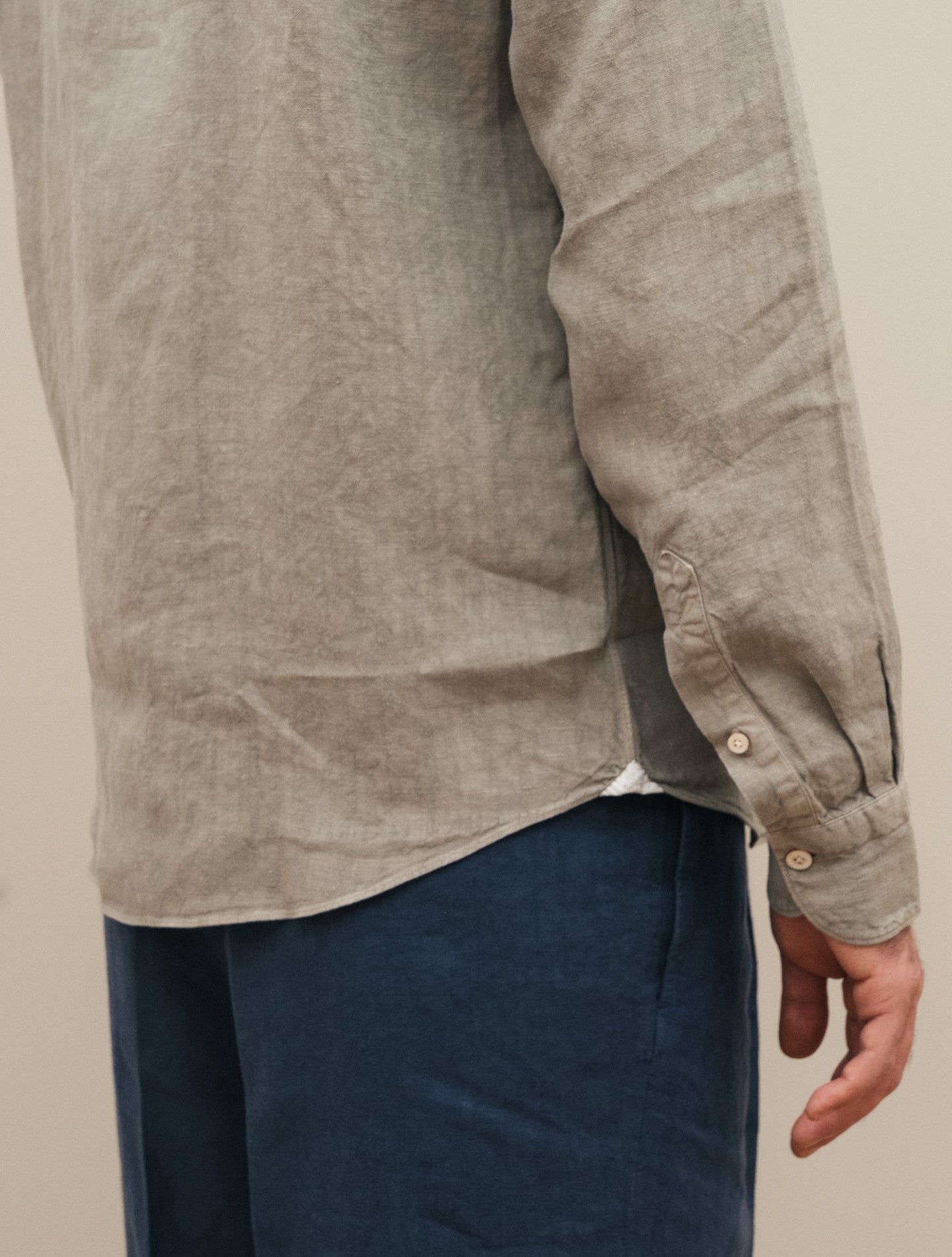 Salina Relaxed Heavy Linen Shirt Beige