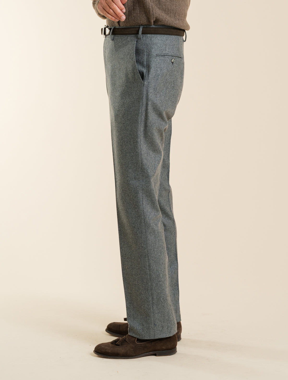 Flat-Front-Hose aus 130er Flanellwolle in Grau