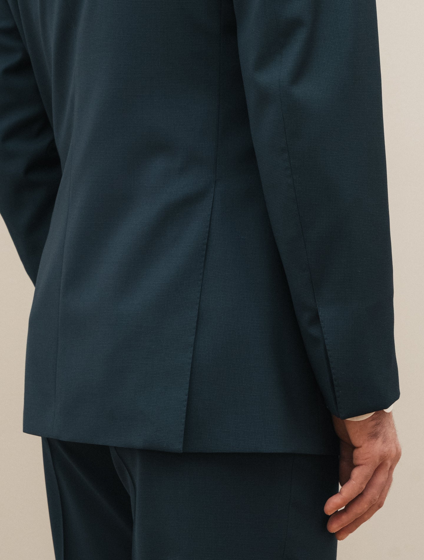 Single Breasted Microcheck Wool Suit Navy