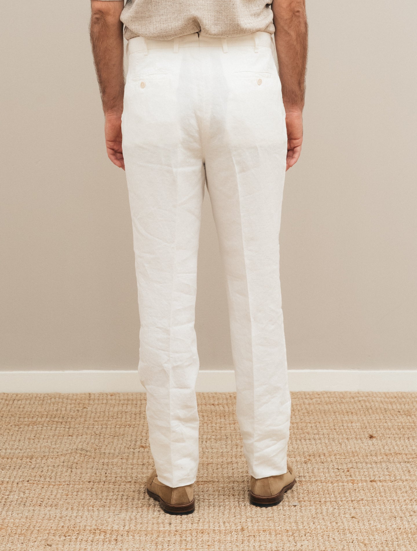 192 Plissierte Leinenhose Weiß