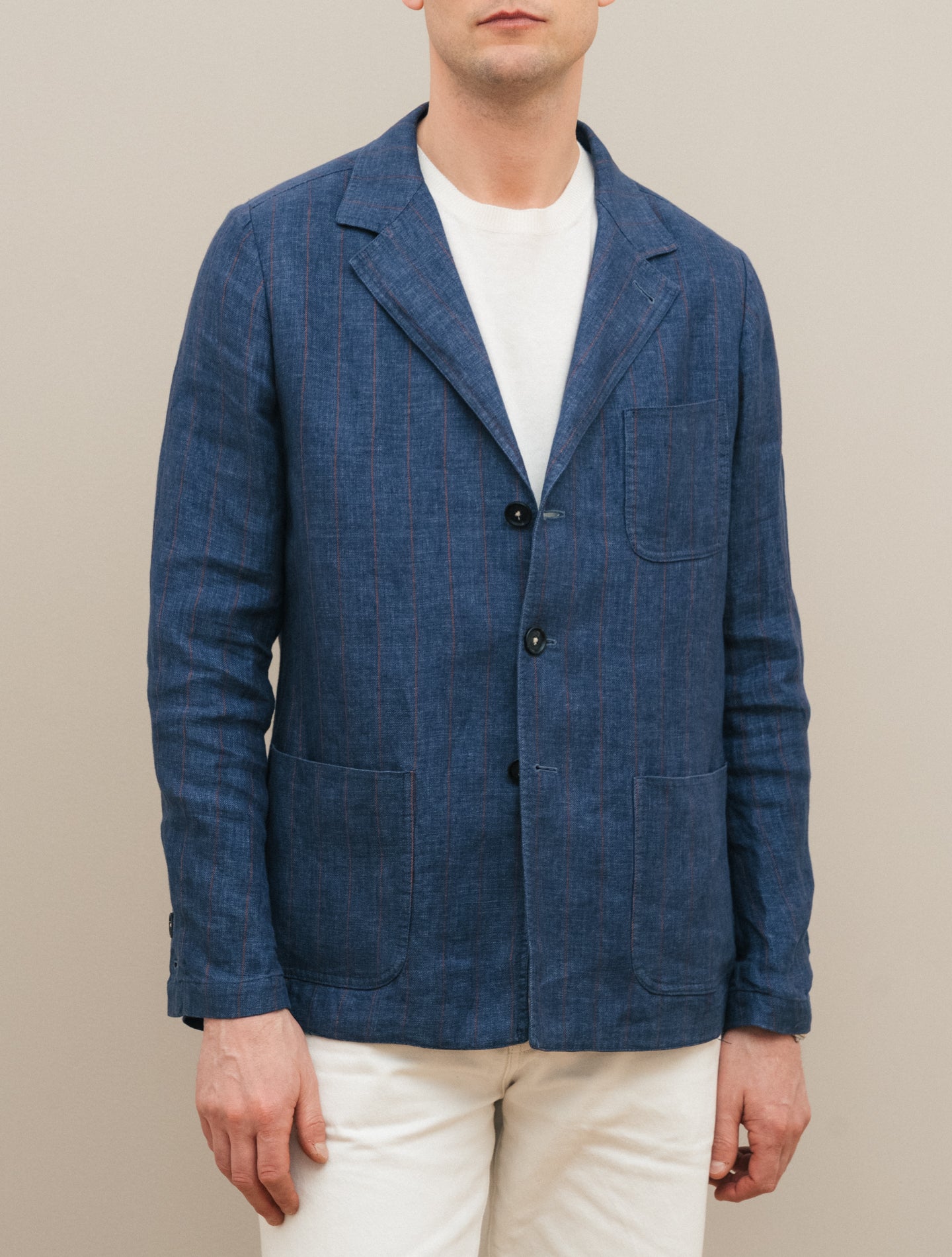 Baglietto Linen Cotton Jacket Blue