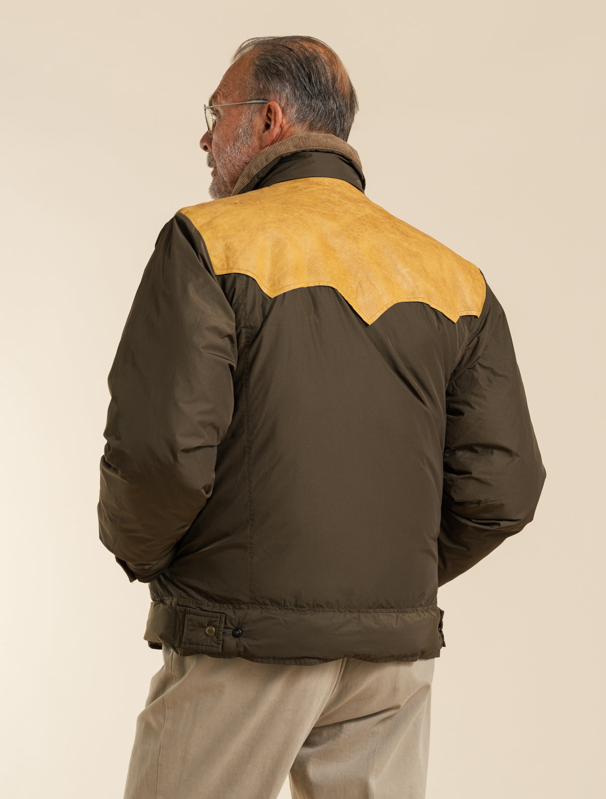 Leather-Yoke Western Jacket Dark Olive