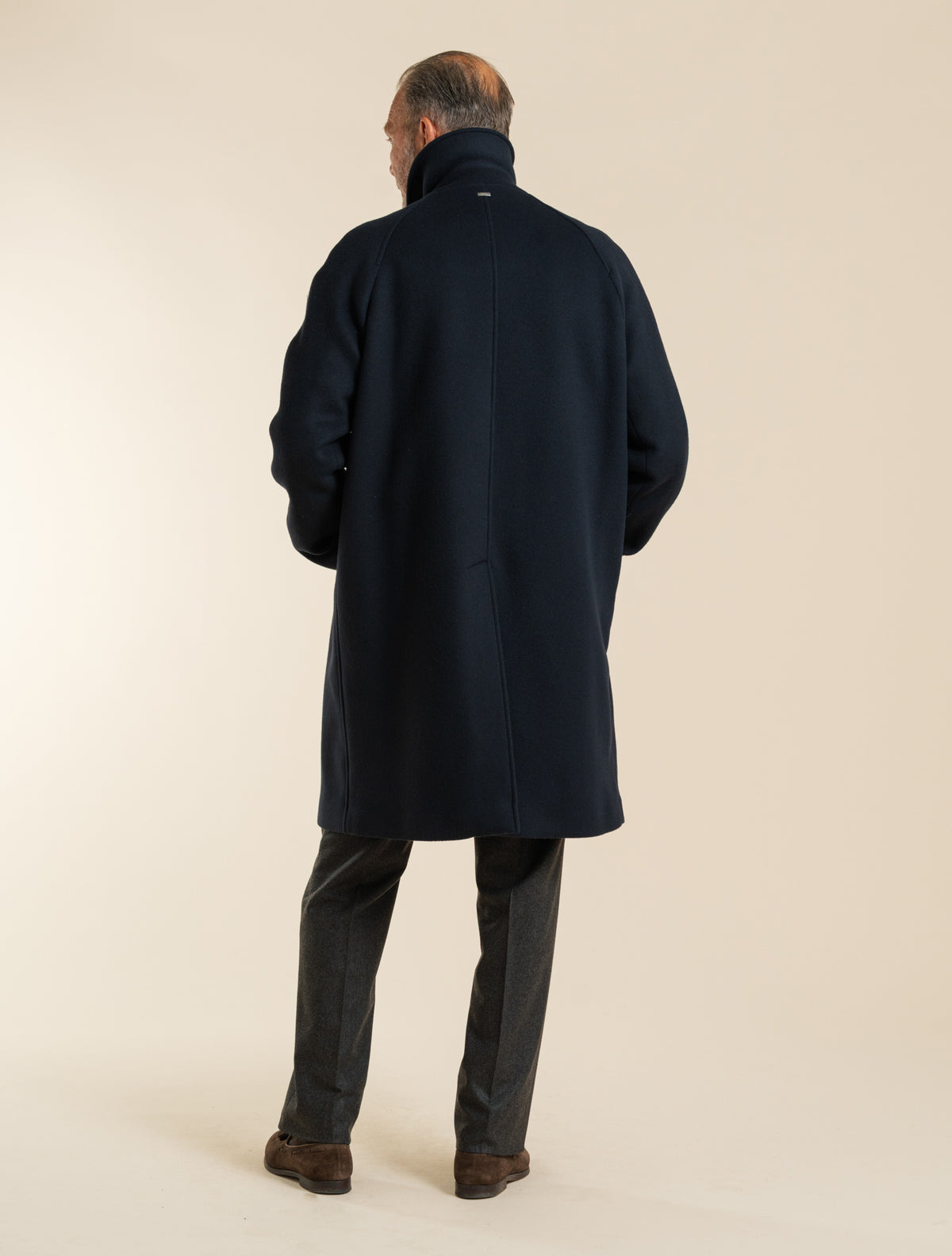 Raglan-Mantel aus Wolltwill, Marineblau